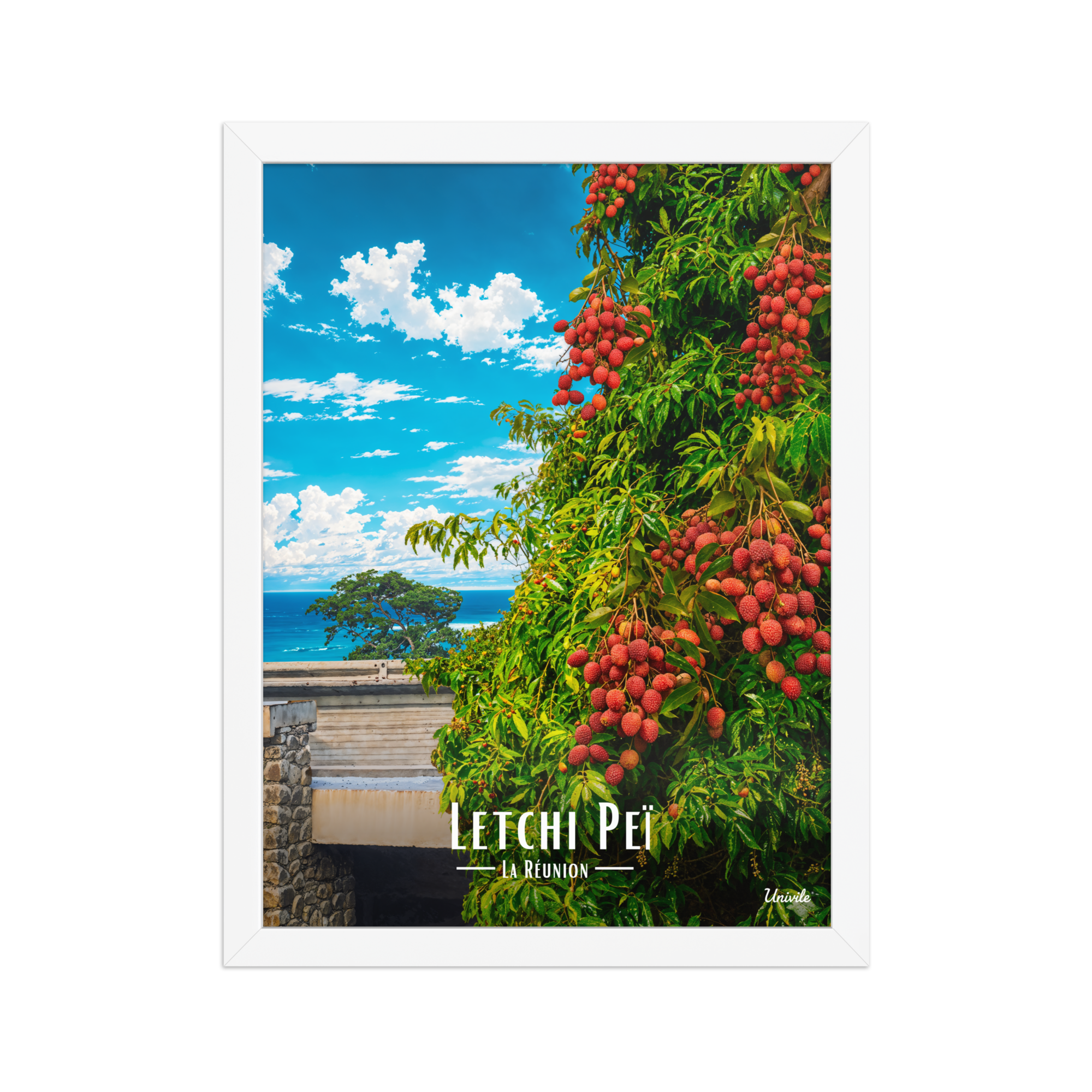 Affiche de la Réunion Letchi Péi 30 × 40 cm / Blanc - Univile
