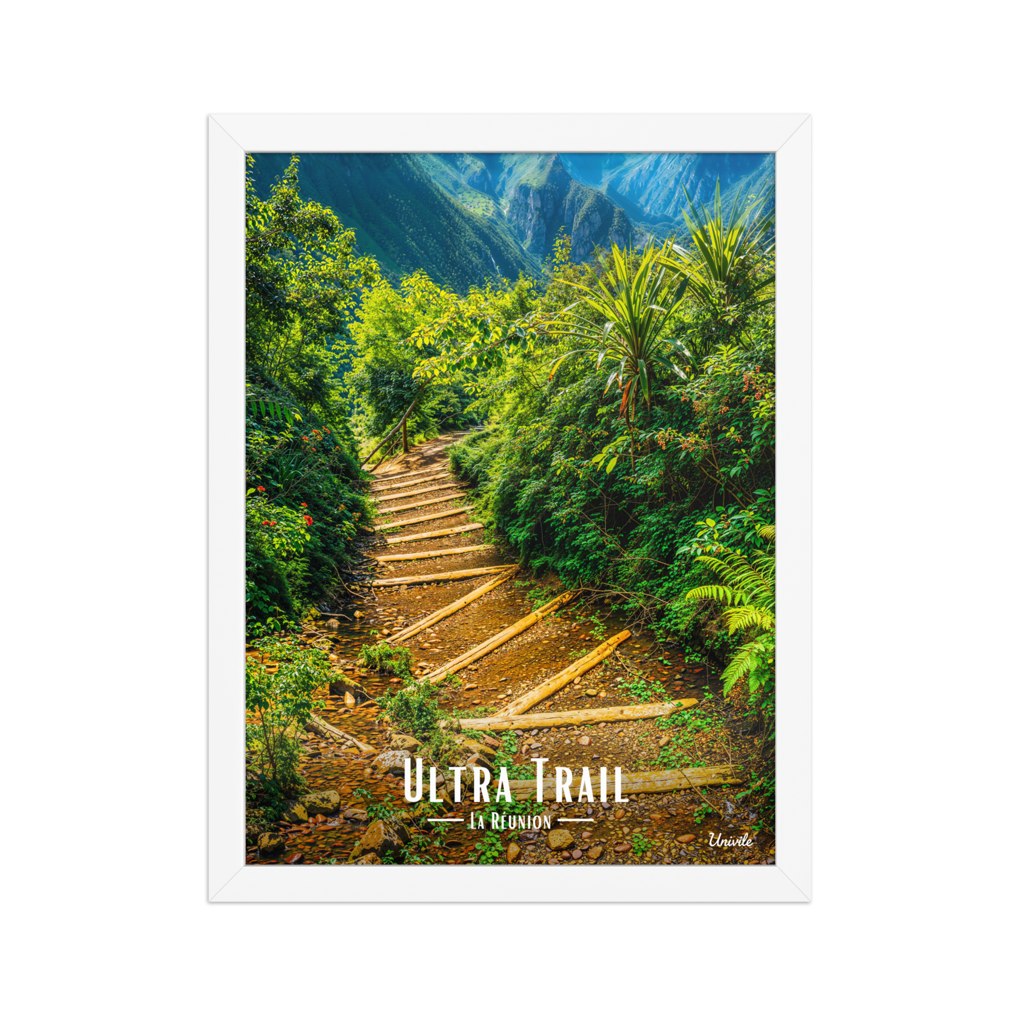 Affiche de la Réunion Ultra Trail 30 × 40 cm / Blanc - Univile