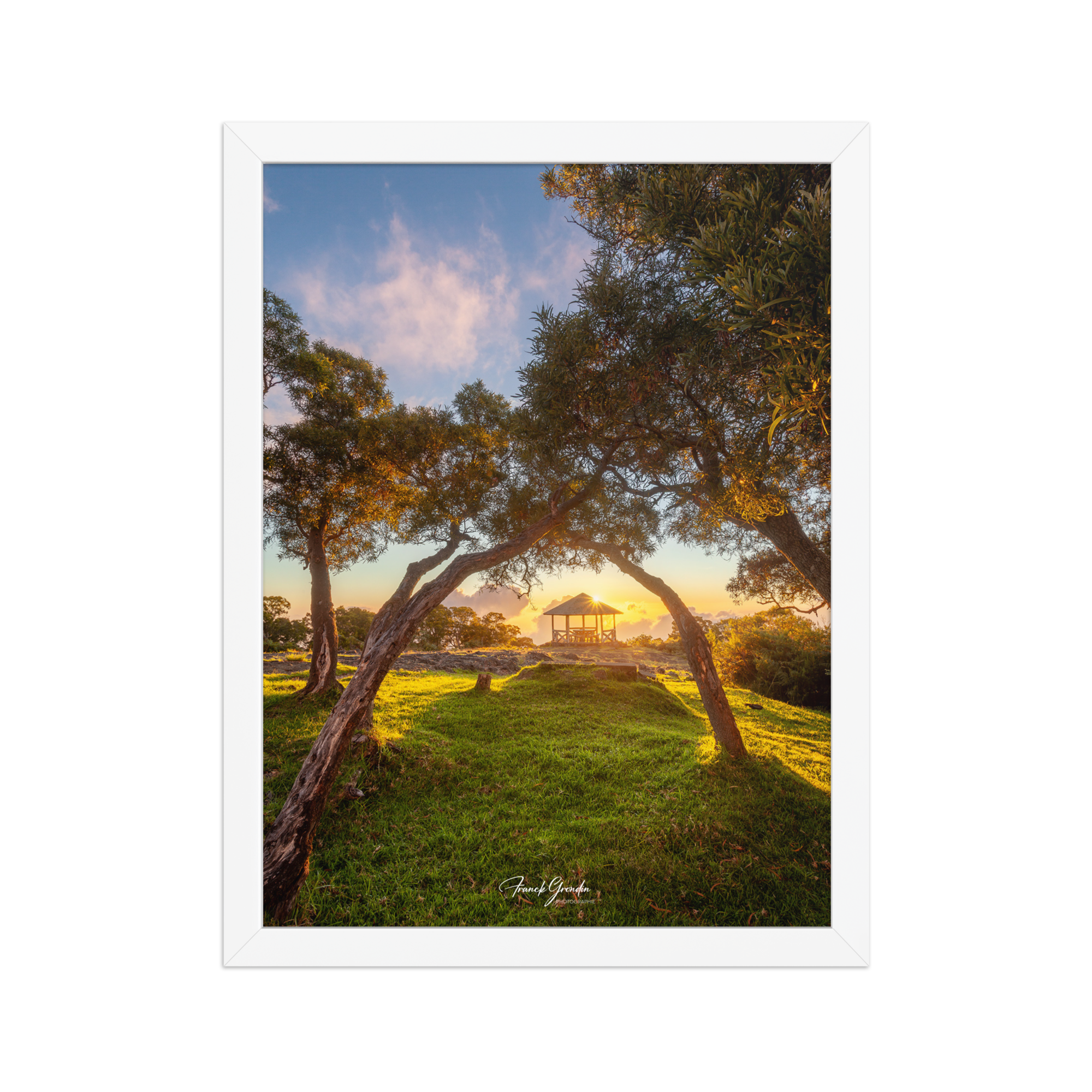 Affiche de La Réunion Kiosque Maïdo sunset 30 × 40 cm / Blanc - Univile La Réunion