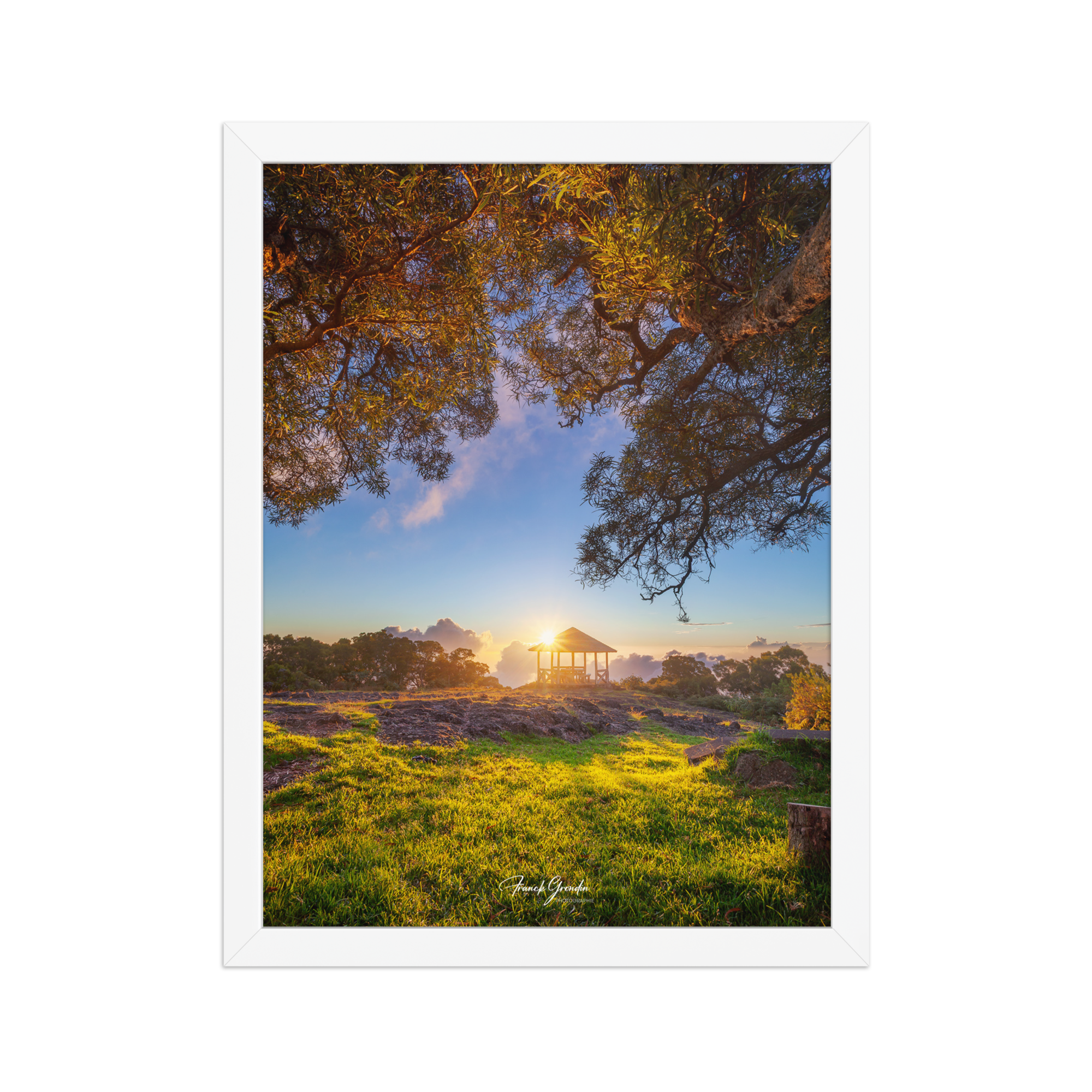 Affiche de La Réunion Sunset Kiosque Maïdo 30×40 cm / Blanc - Univile La Réunion