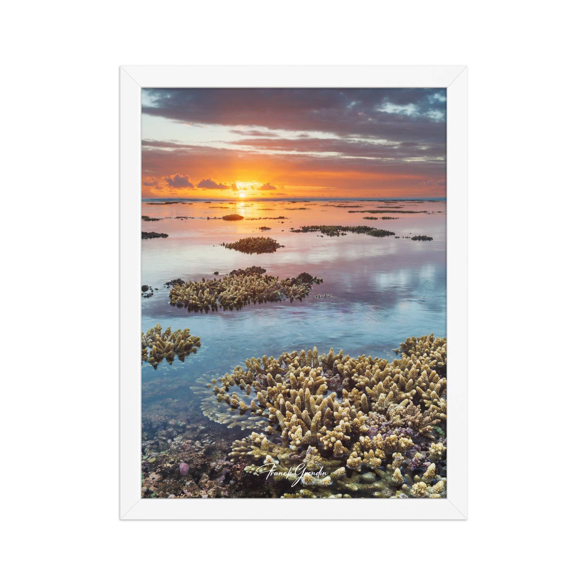 Affiche de La Réunion Sunset du récif 30 × 40 cm / Blanc - Univile La Réunion