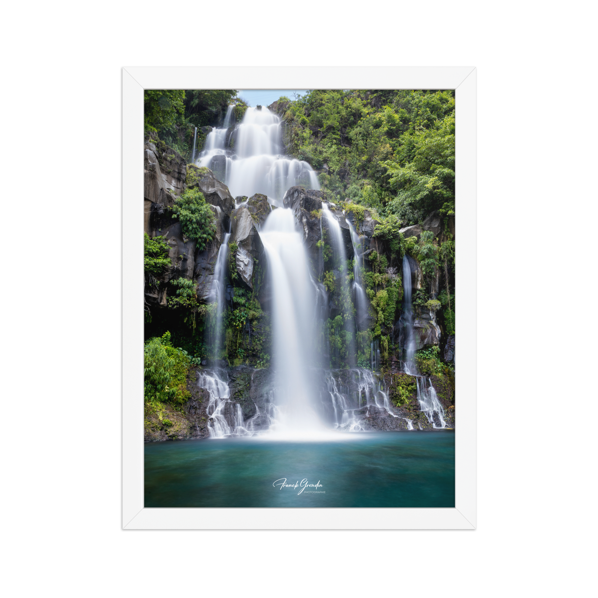 Affiche de La Réunion Cascade des Aigrettes 30 × 40 cm / Blanc - Univile La Réunion