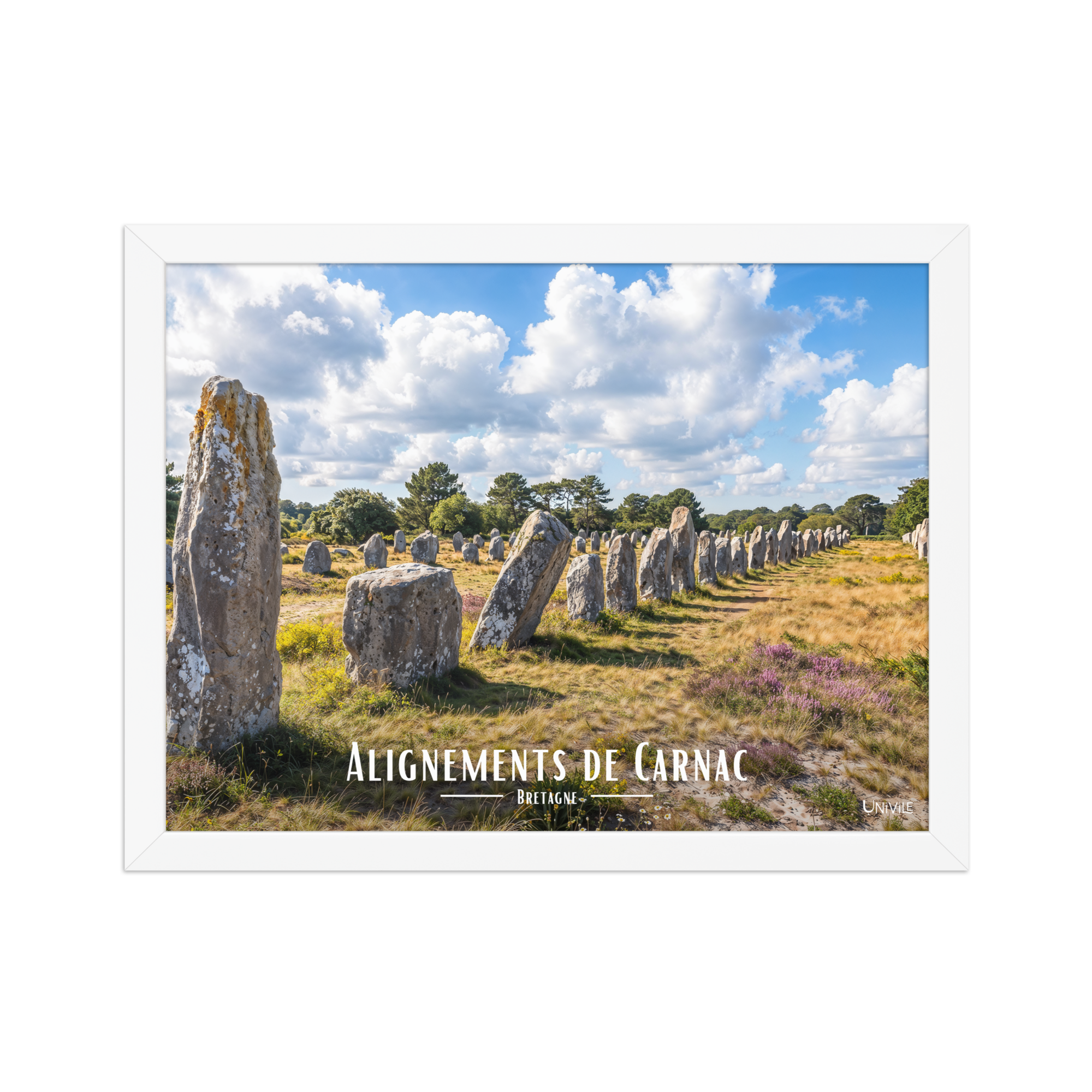 Affiche de Bretagne Alignements de Carnac 30 × 40 cm / Blanc - Univile Bretagne