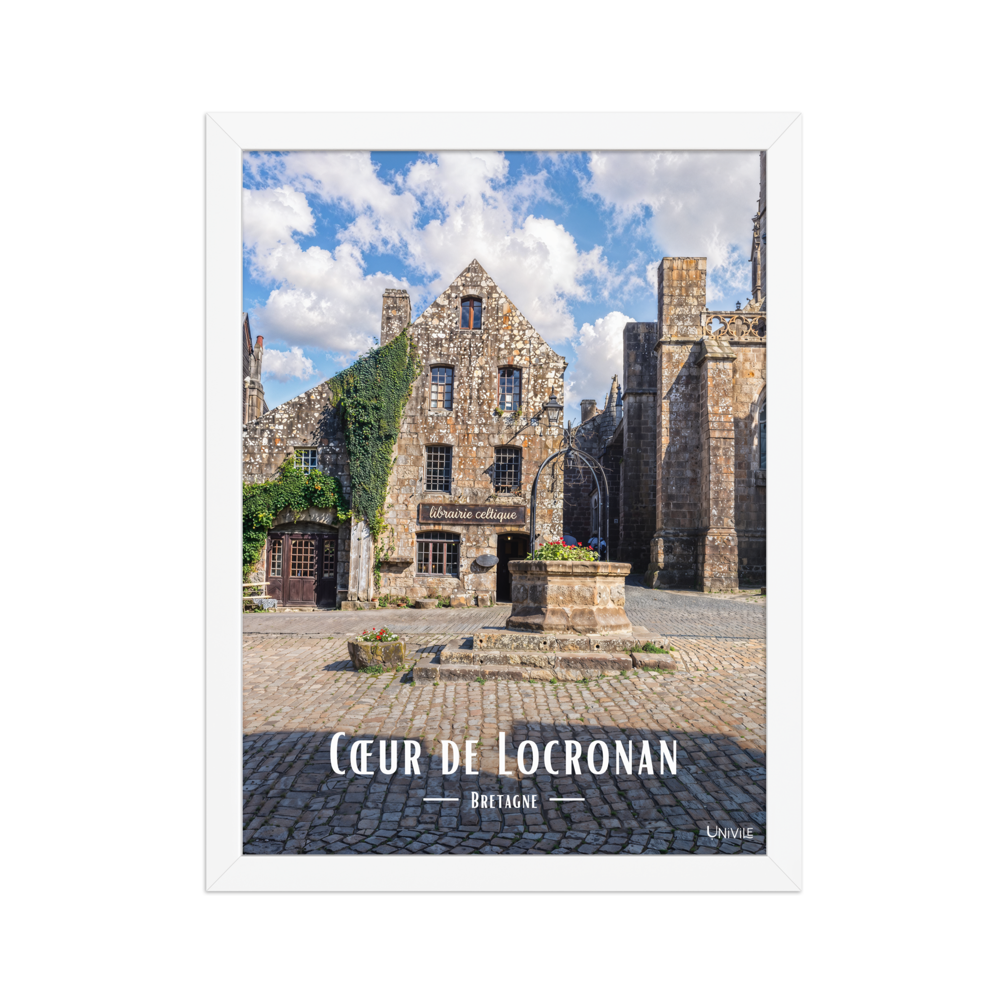 Affiche de Bretagne Cœur de Locronan 30×40 cm / Blanc - Univile Bretagne