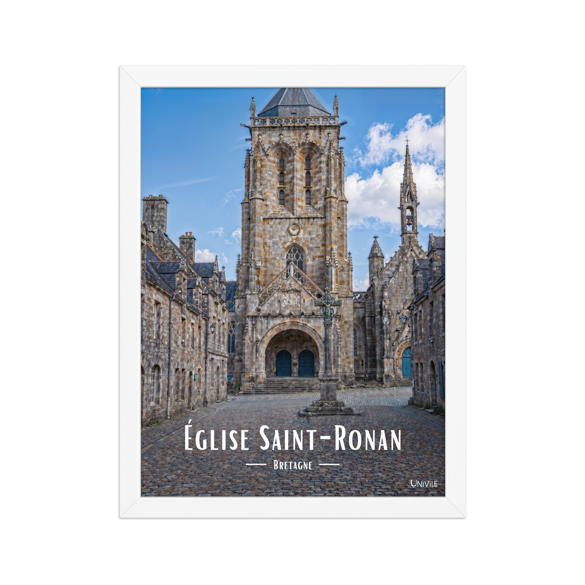 Affiche de Bretagne Église Saint-Ronan 30×40 cm / Blanc - Univile Bretagne