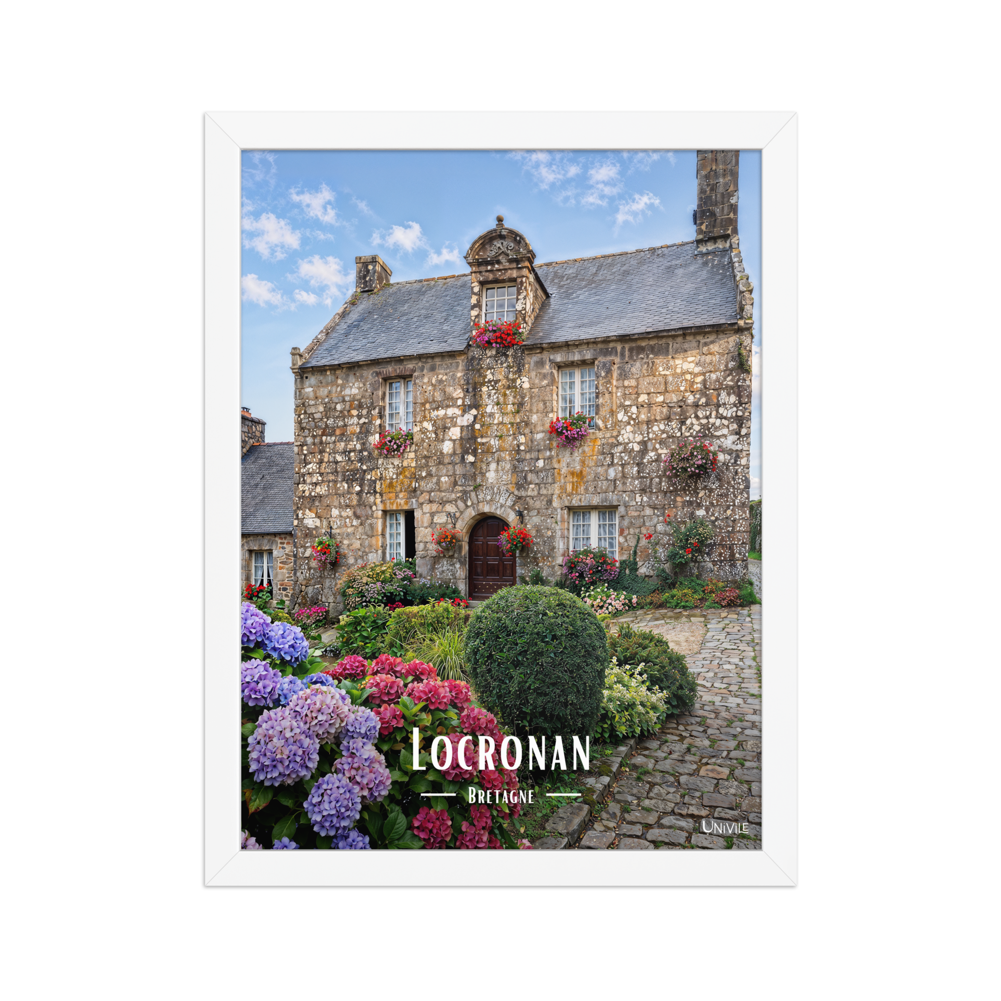 Affiche de Bretagne Locronan 30 × 40 cm / Blanc - Univile Bretagne