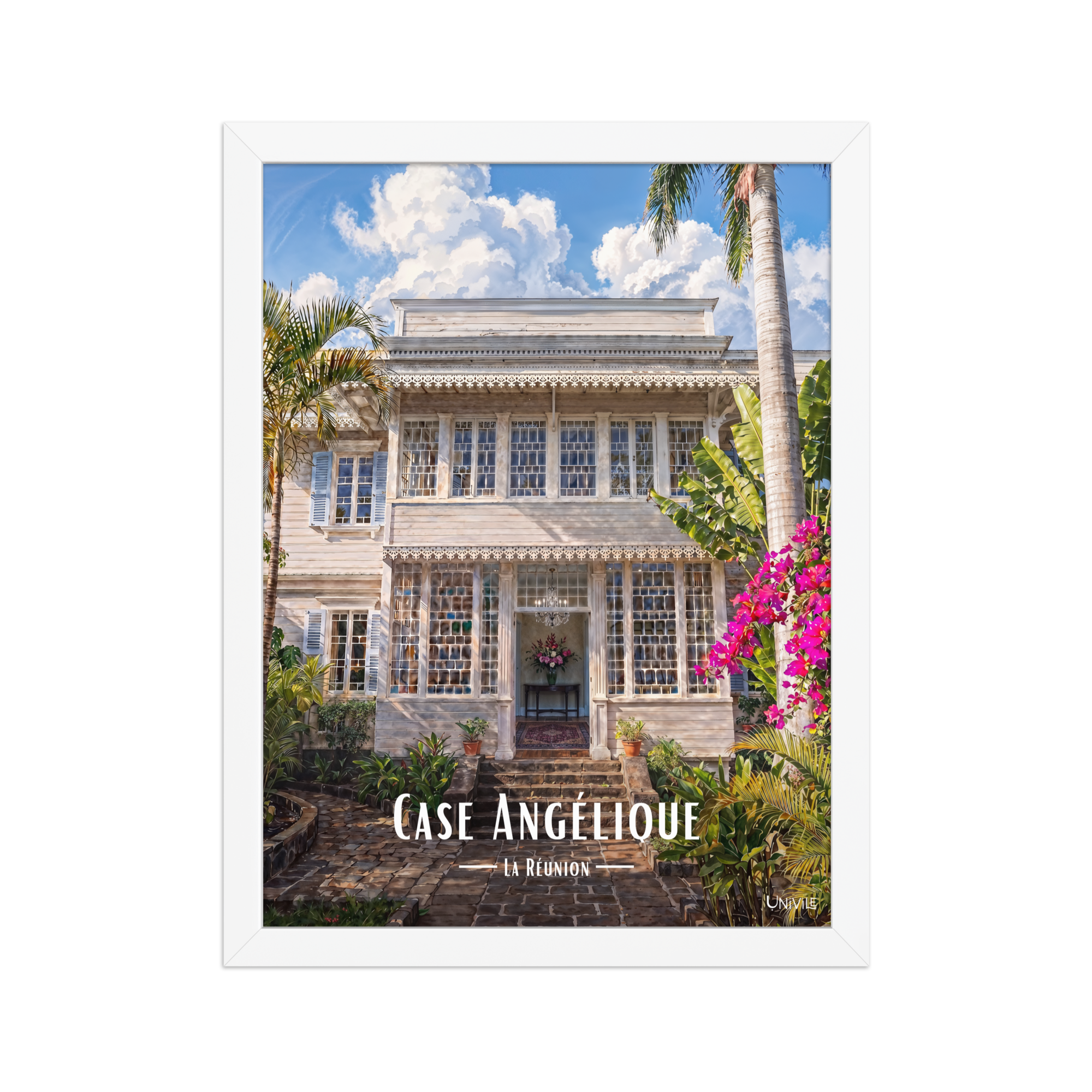 Affiche de La Réunion Case Angélique 30 × 40 cm / Blanc - Univile La Réunion