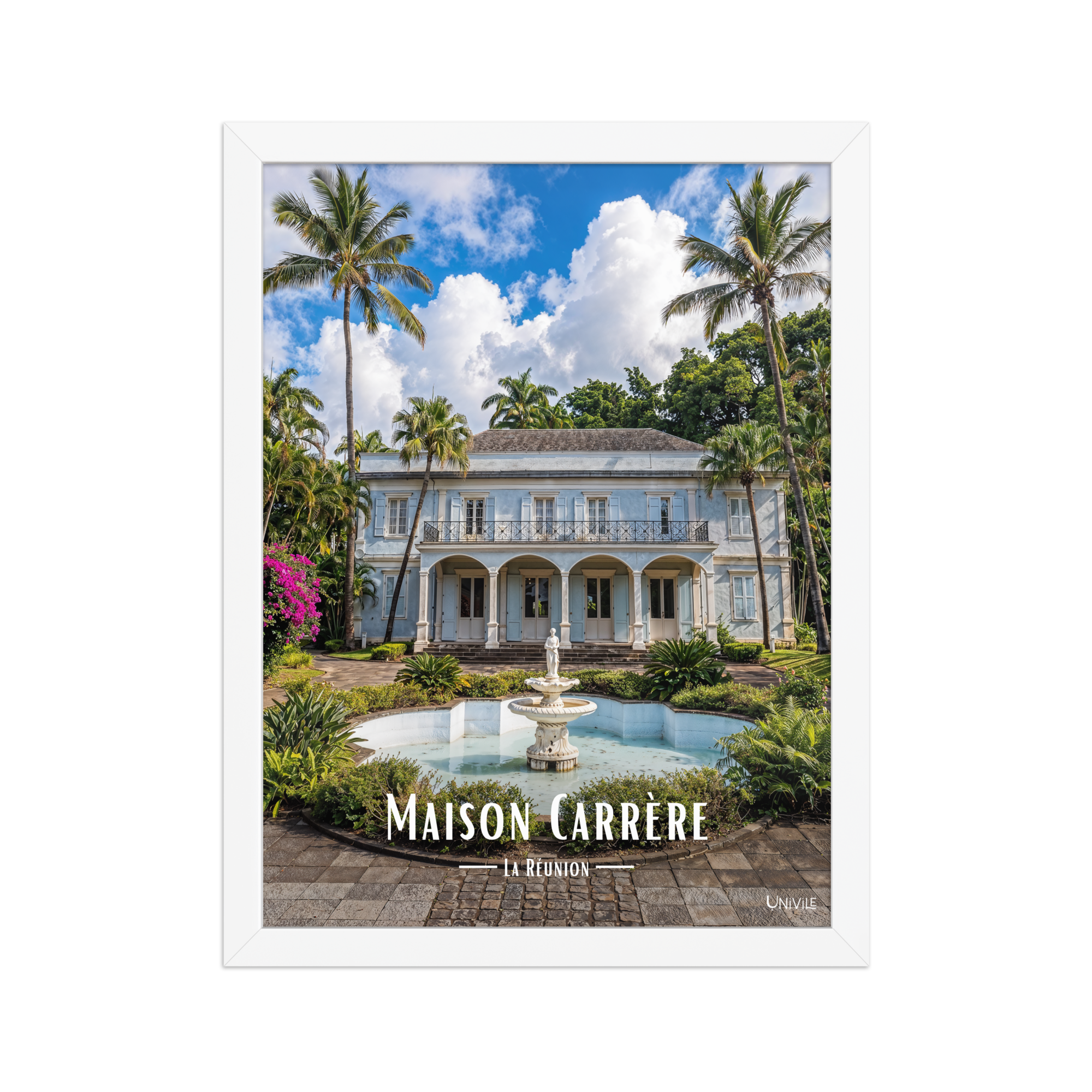 Affiche de La Réunion Maison Carrère 30 × 40 cm / Blanc - Univile La Réunion