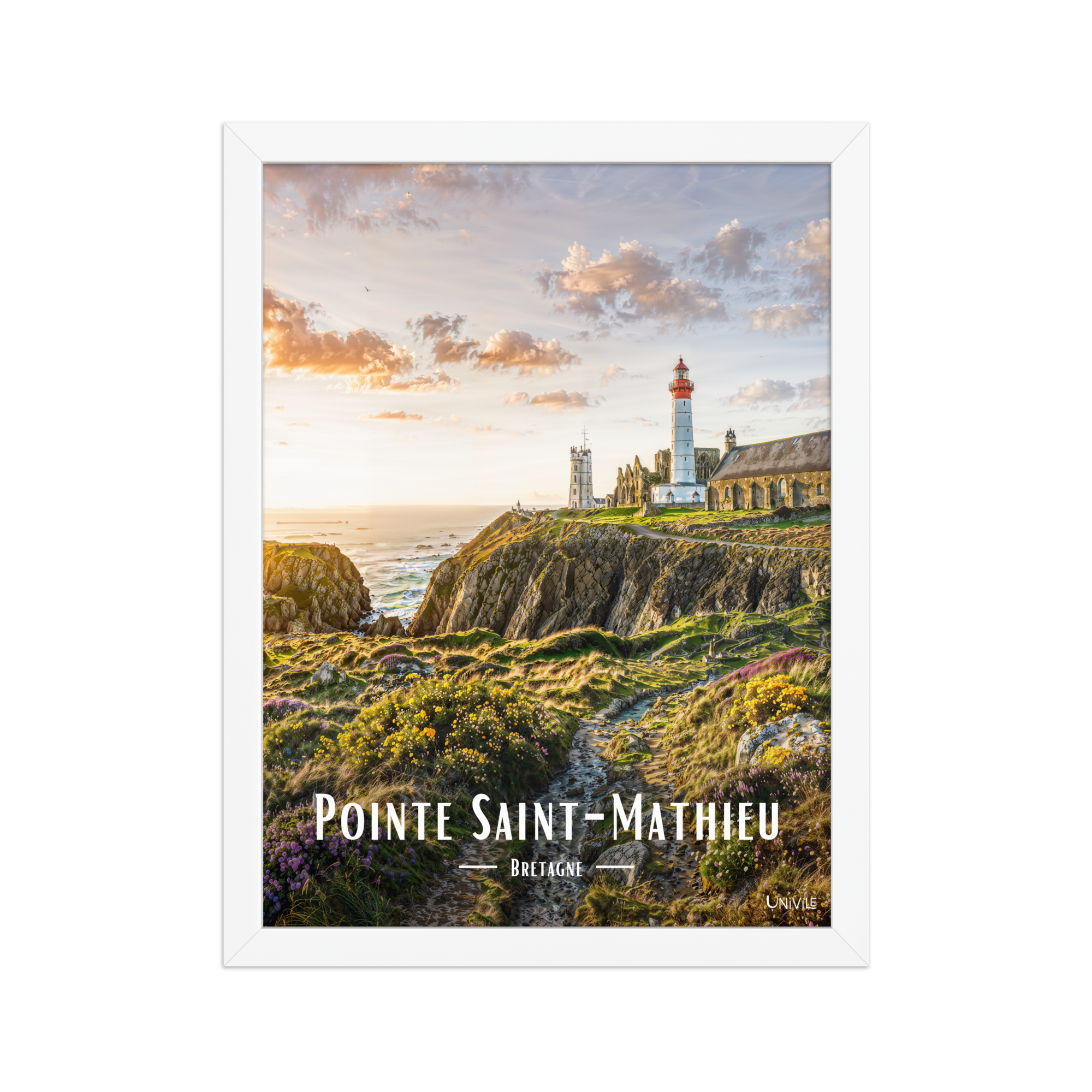 Affiche de Bretagne Pointe Saint-Mathieu 30 × 40 cm / Blanc - Univile Bretagne