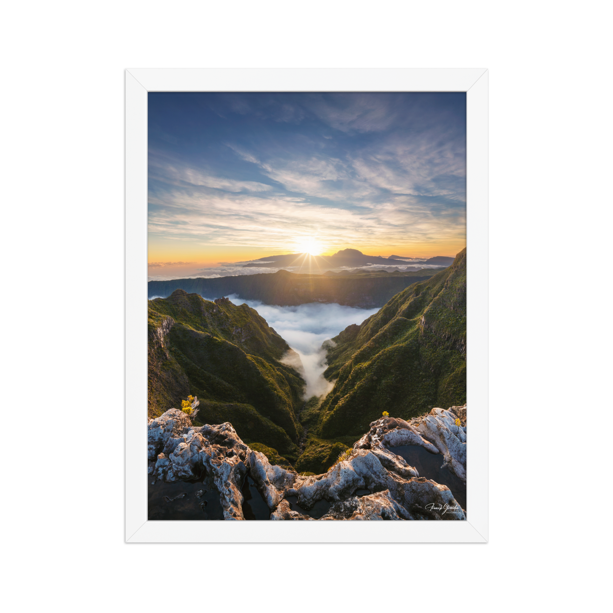 Affiche de La Réunion Rivière des Remparts au Crépuscule 30 × 40 cm / Blanc - photographie Franck Grondin