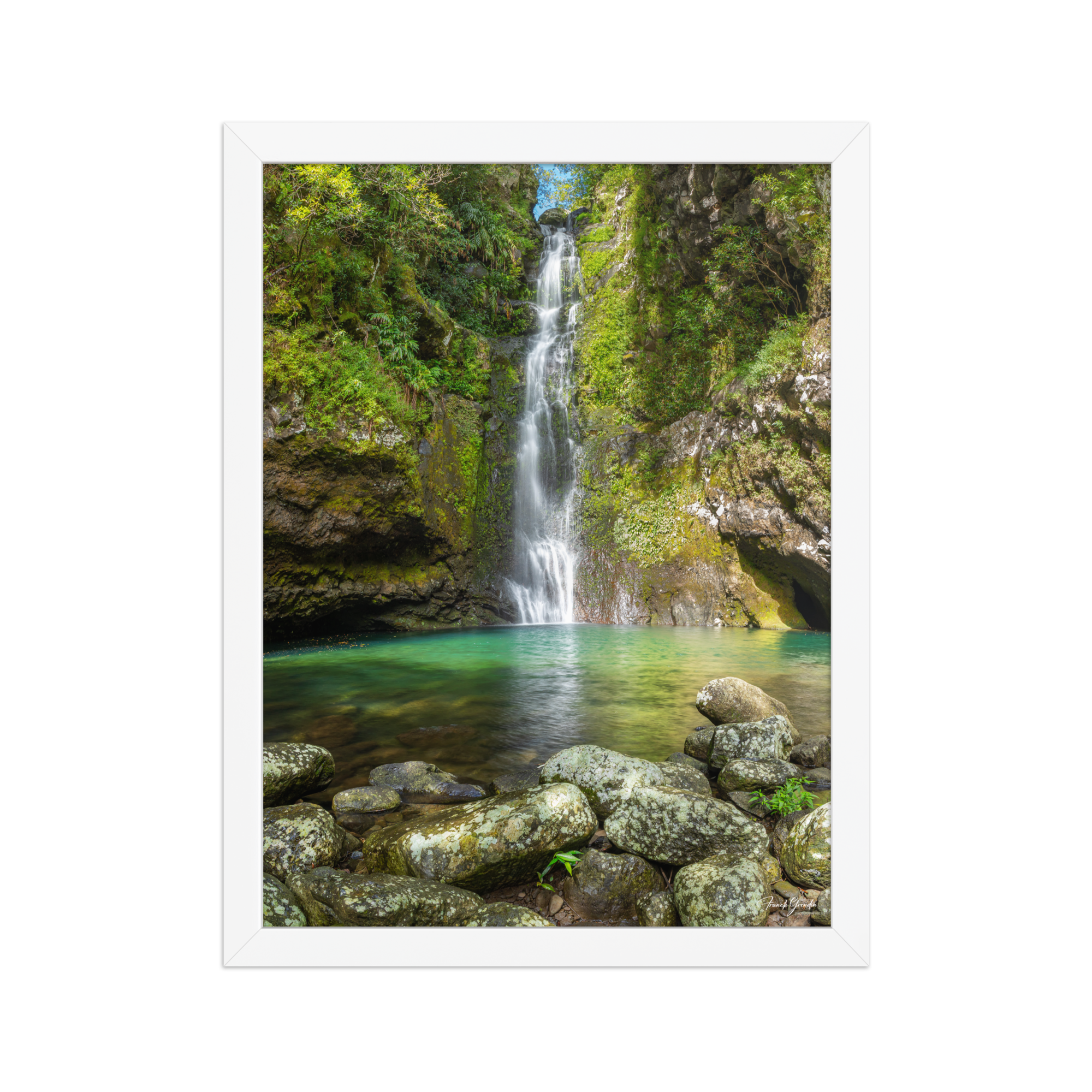 Affiche de La Réunion Cascade du Bassin Chouchou 30 × 40 cm / Blanc - photographie Franck Grondin