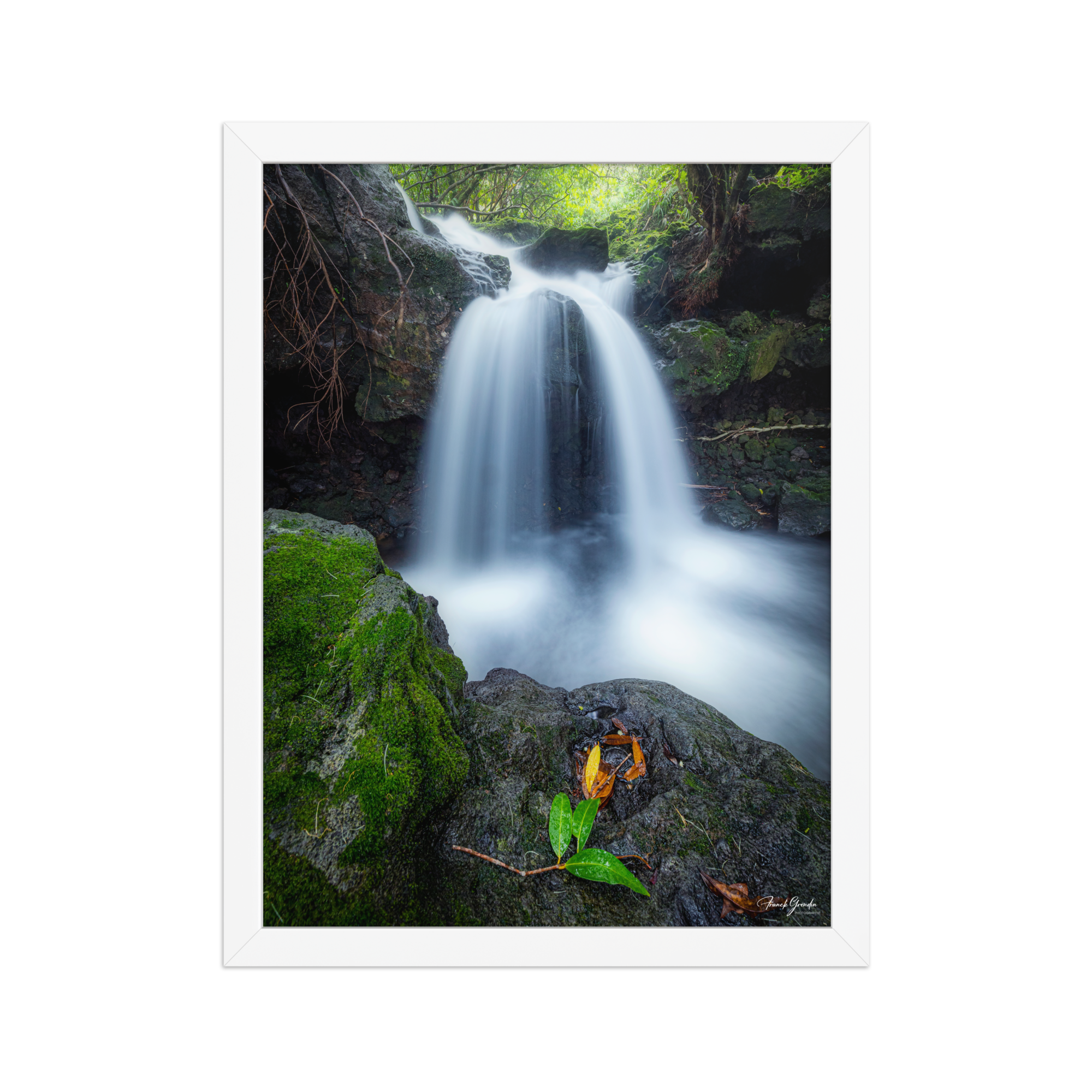 Affiche de La Réunion Cascade du Pont Rouge, Le Tremblet 30 × 40 cm / Blanc - photographie Franck Grondin