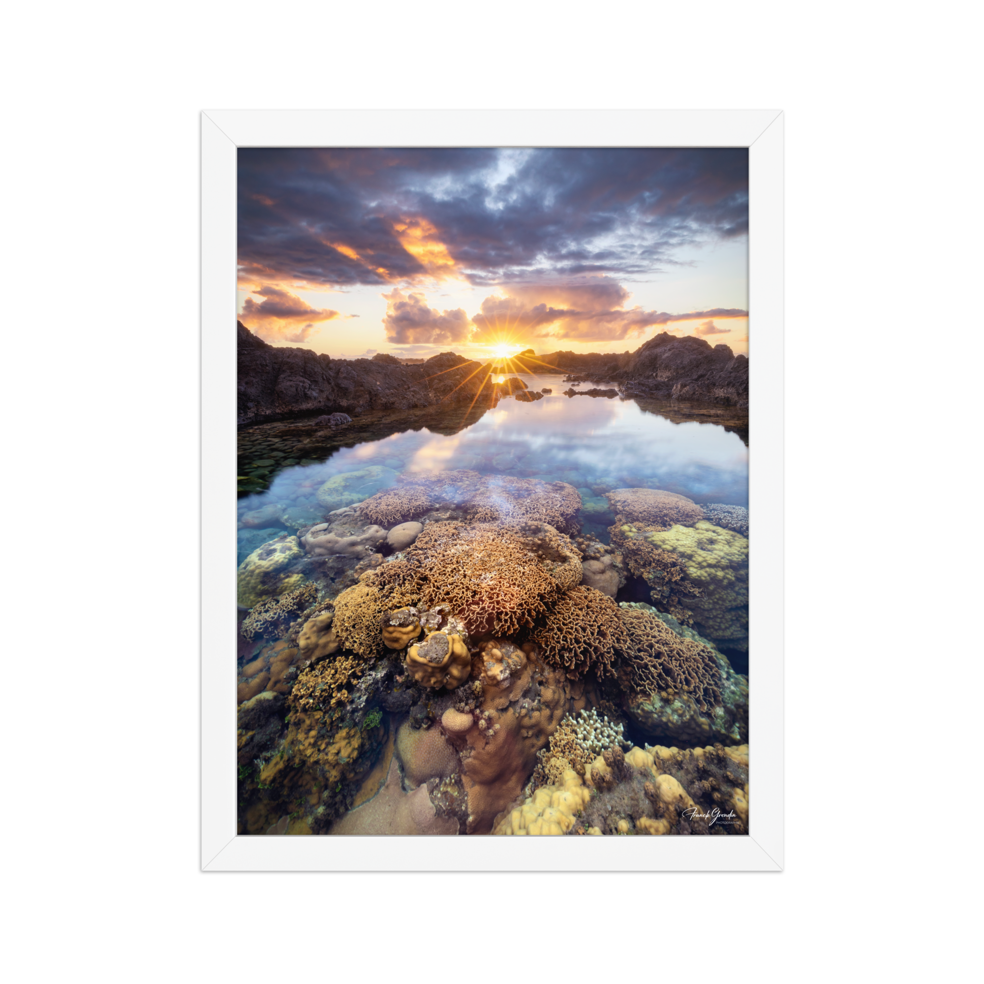 Affiche de La Réunion Coraux de la Souris Blanche 30 × 40 cm / Blanc - photographie Franck Grondin