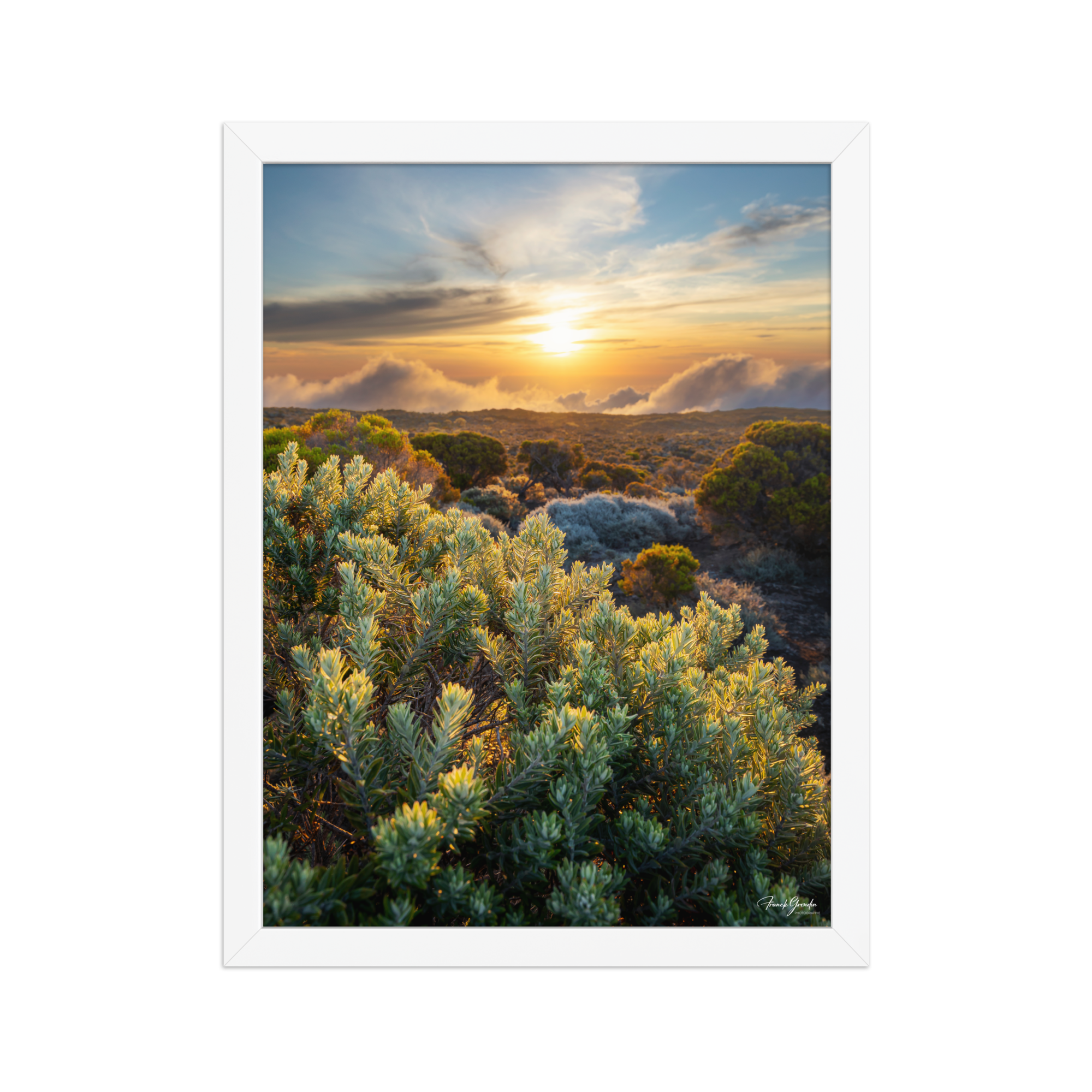 Affiche de La Réunion Crépuscule sur le Pas des Sables 30 × 40 cm / Blanc - photographie Franck Grondin