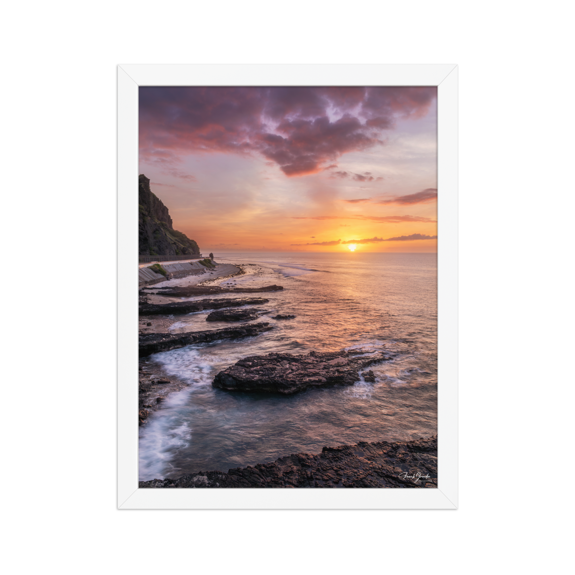Affiche de La Réunion Crépuscule au Cap Champagne 30 × 40 cm / Blanc - photographie Franck Grondin
