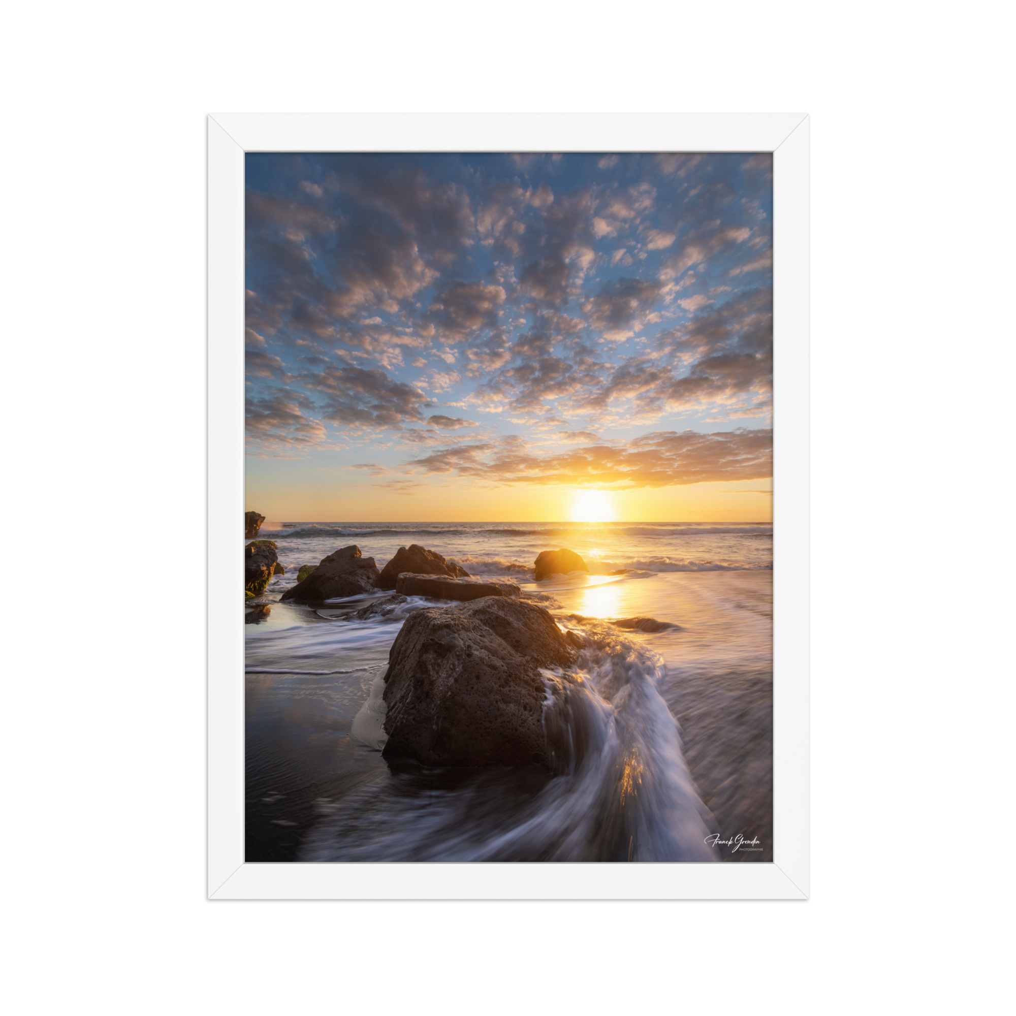 Affiche de La Réunion Coucher de Soleil à la Pointe du Diable 30 × 40 cm / Blanc - photographie Franck Grondin