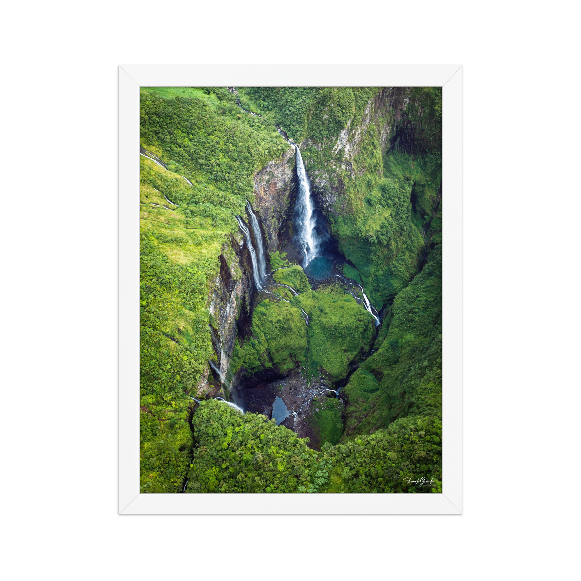 Affiche de La Réunion Le Trou de Fer vu du Ciel 30 × 40 cm / Blanc - photographie Franck Grondin