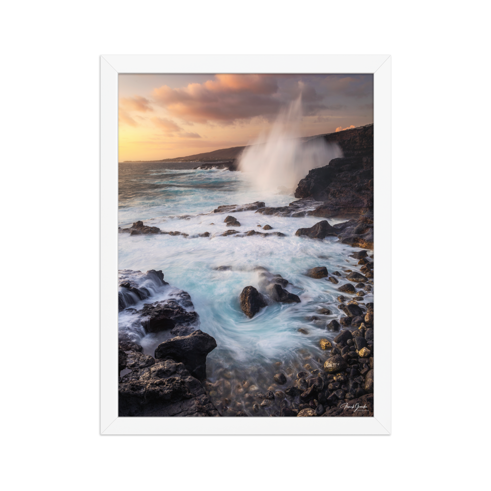 Affiche de La Réunion Coucher de Soleil à la Pointe des Châteaux 30 × 40 cm / Blanc - photographie Franck Grondin