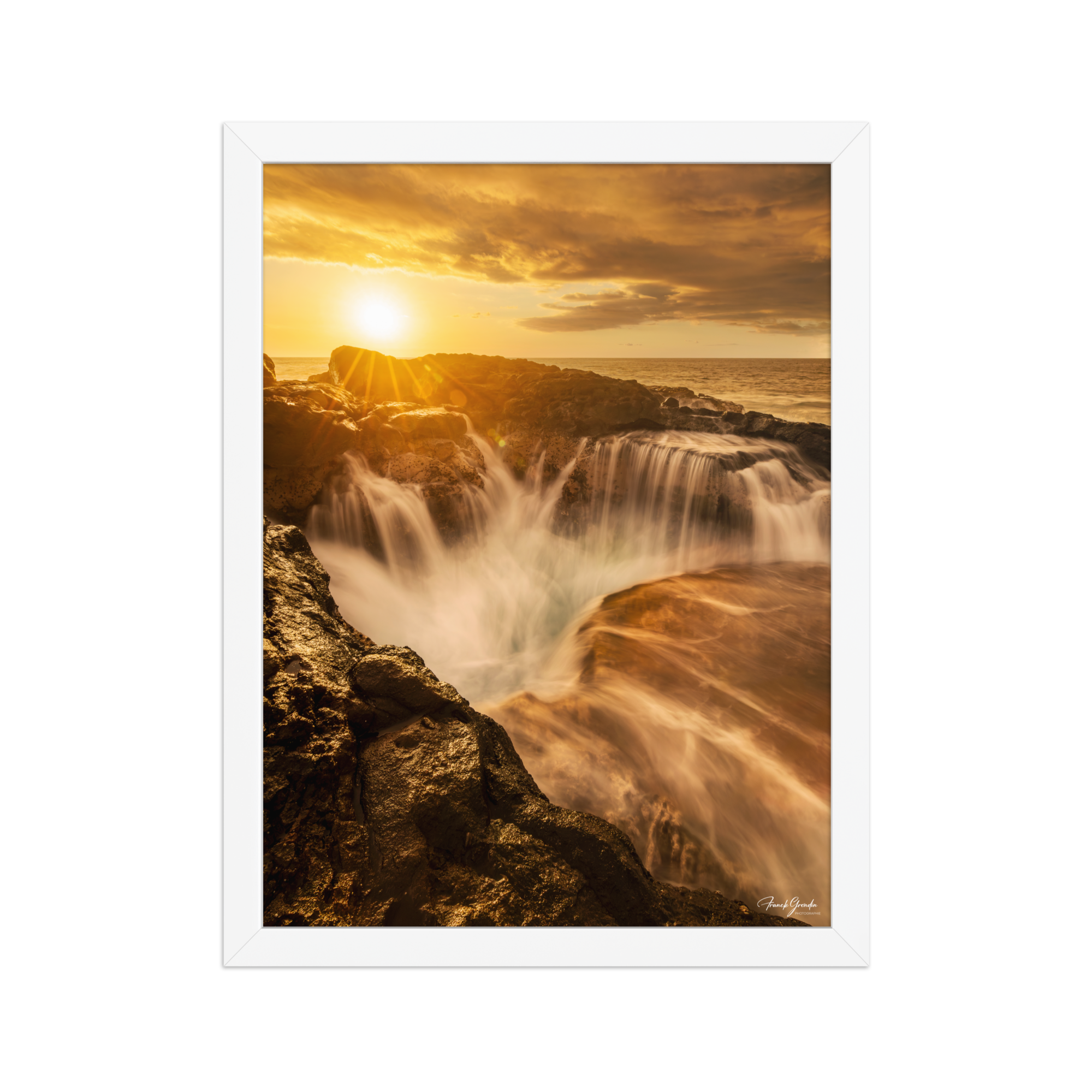 Affiche de La Réunion Le Souffleur de la Pointe des Châteaux 30 × 40 cm / Blanc - photographie Franck Grondin
