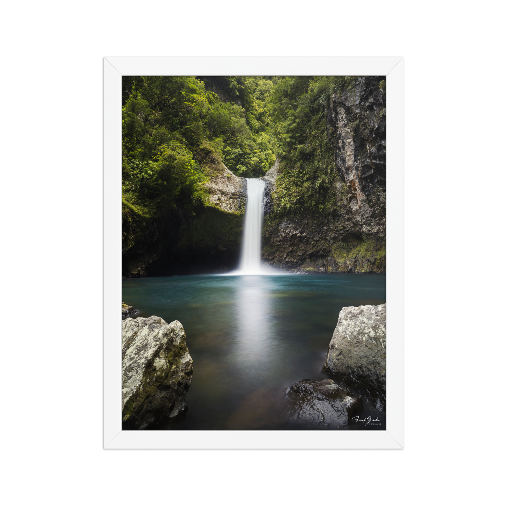 Affiche de La Réunion Cascade de Takamaka 30 × 40 cm / Blanc - photographie Franck Grondin