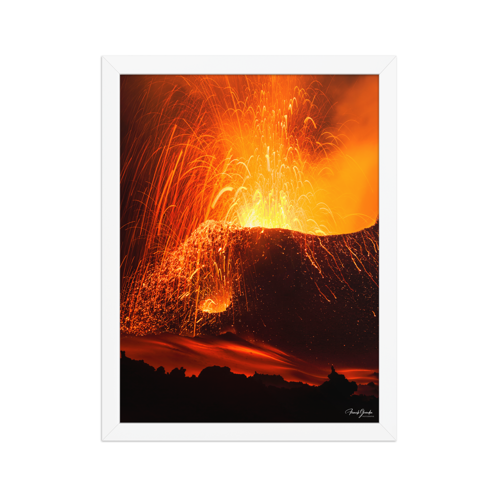 Affiche de La Réunion Éruption de Mai 2015 30 × 40 cm / Blanc - photographie Franck Grondin
