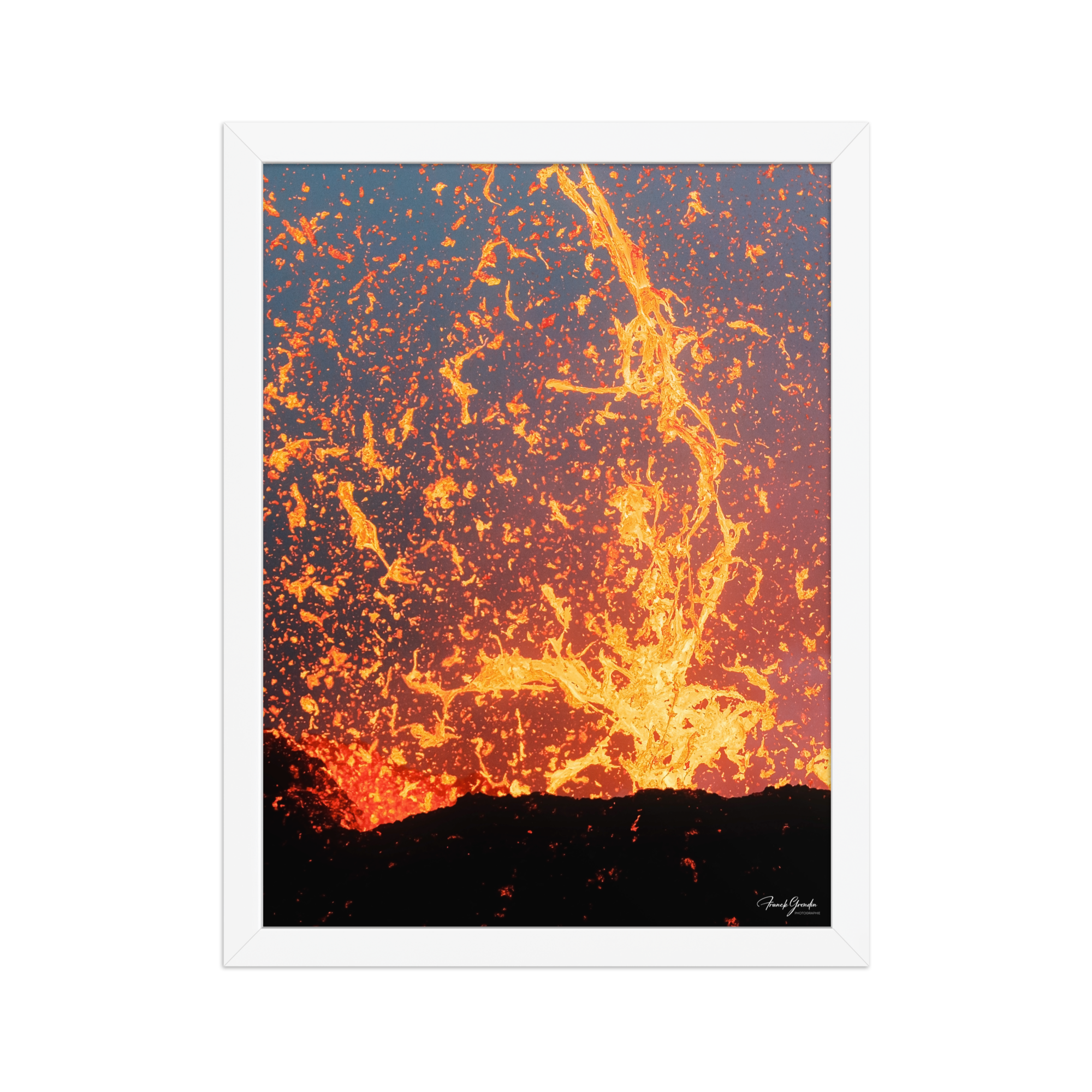 Affiche de La Réunion Fontaine de Lave, Août 2015 30 × 40 cm / Blanc - photographie Franck Grondin
