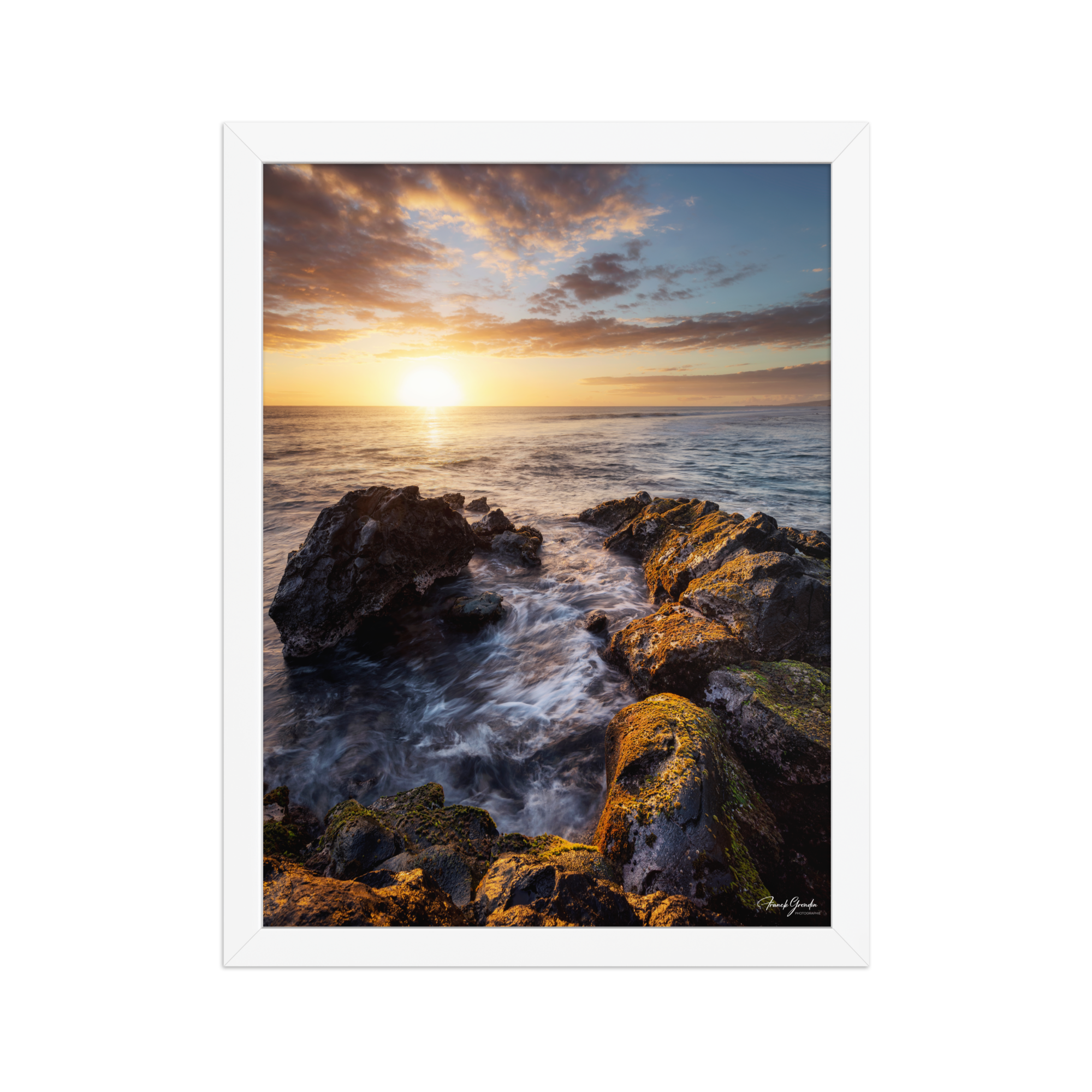 Affiche de La Réunion Le Dragon de Pierre de Saint-Leu 30 × 40 cm / Blanc - photographie Franck Grondin