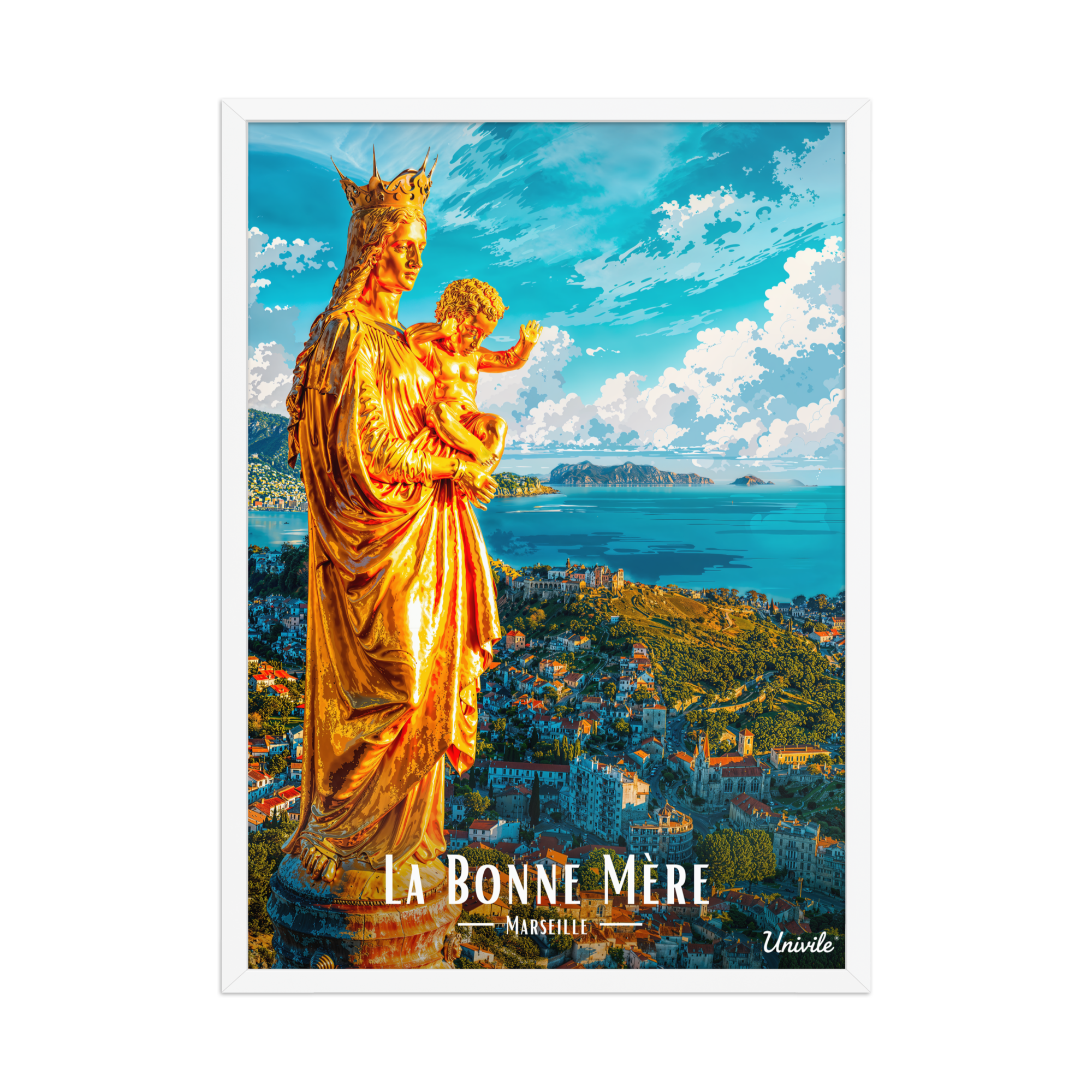 Affiche de Marseille La Bonne Mère 50 × 70 cm / Blanc - Univile