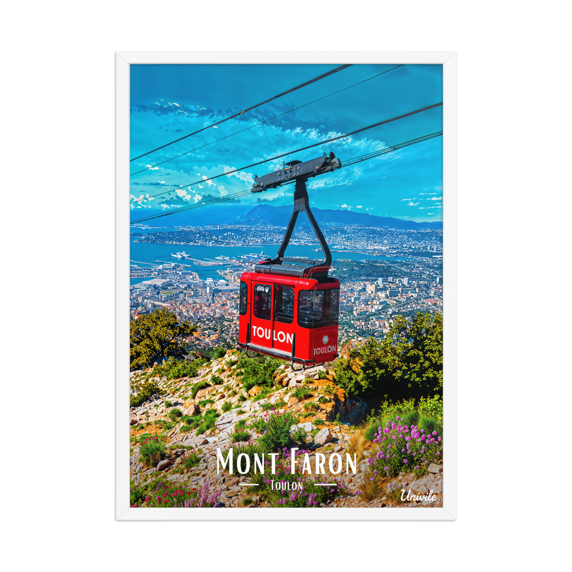 Affiche de Toulon Mont Faron 50 × 70 cm / Blanc - Univile
