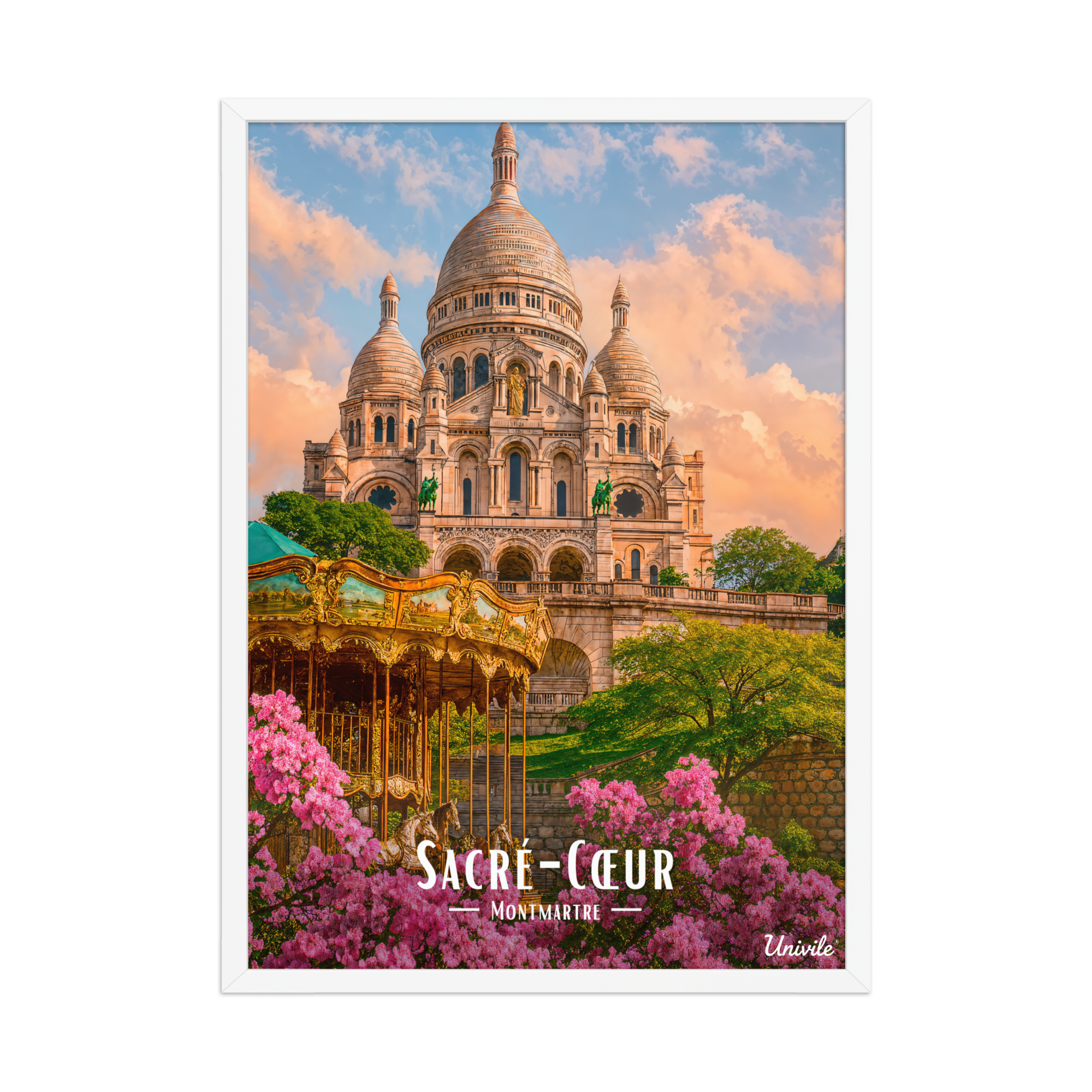 Affiche de Paris Sacré-Cœur – Montmartre 50 × 70 cm / Blanc - Univile