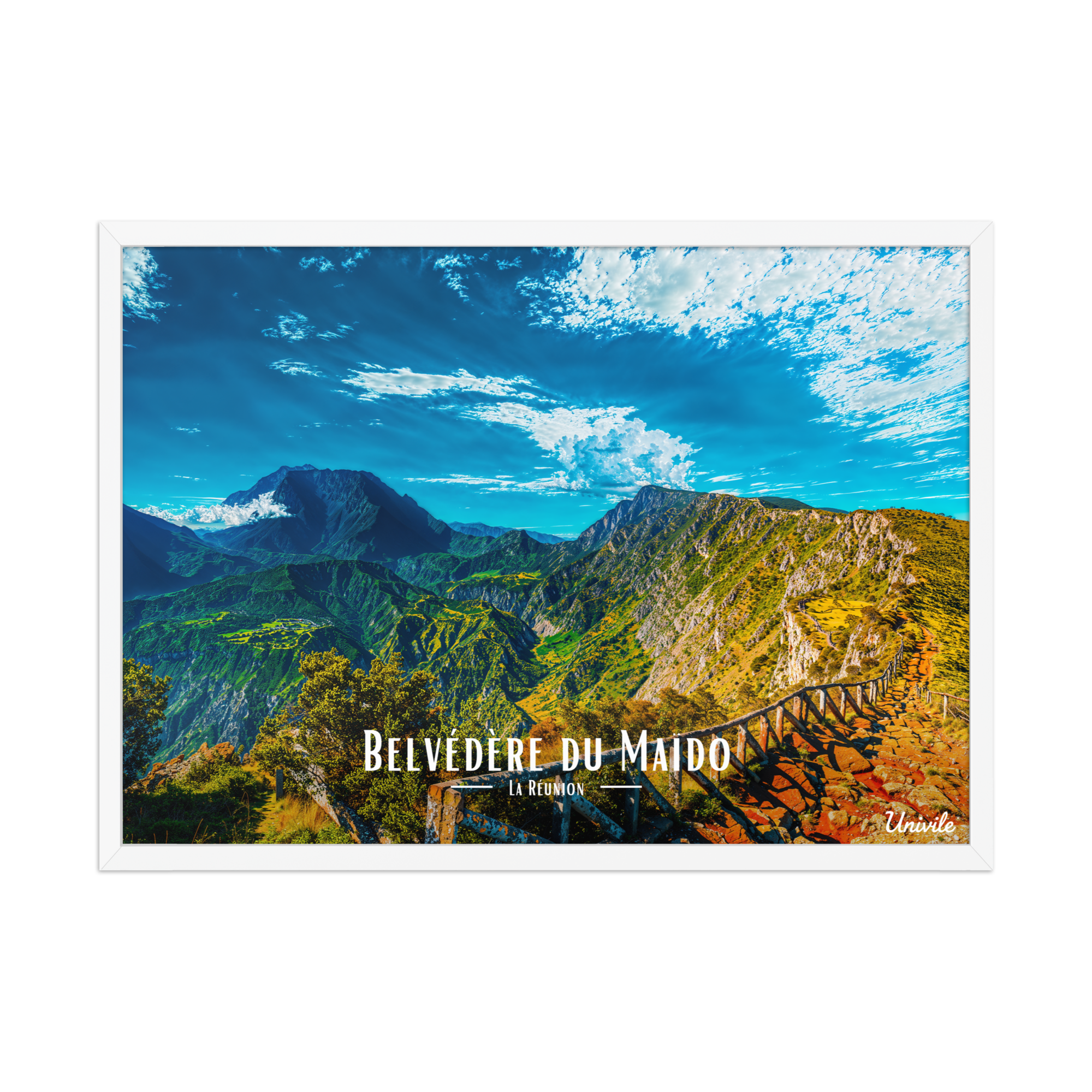 Affiche de la Réunion Belvédère du Maïdo horizontal 50 × 70 cm / Blanc - Univile