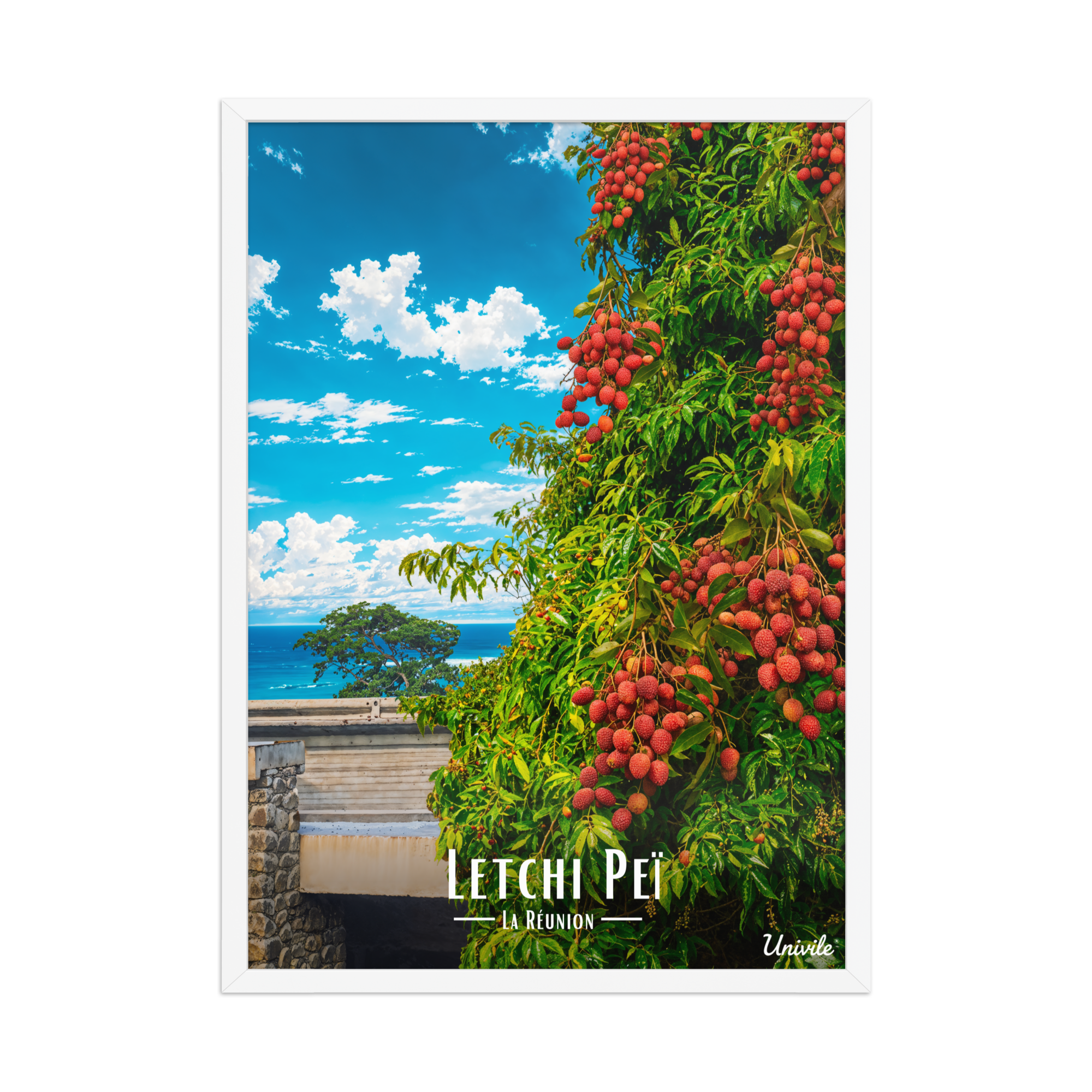 Affiche de la Réunion Letchi Péi 50 × 70 cm / Blanc - Univile