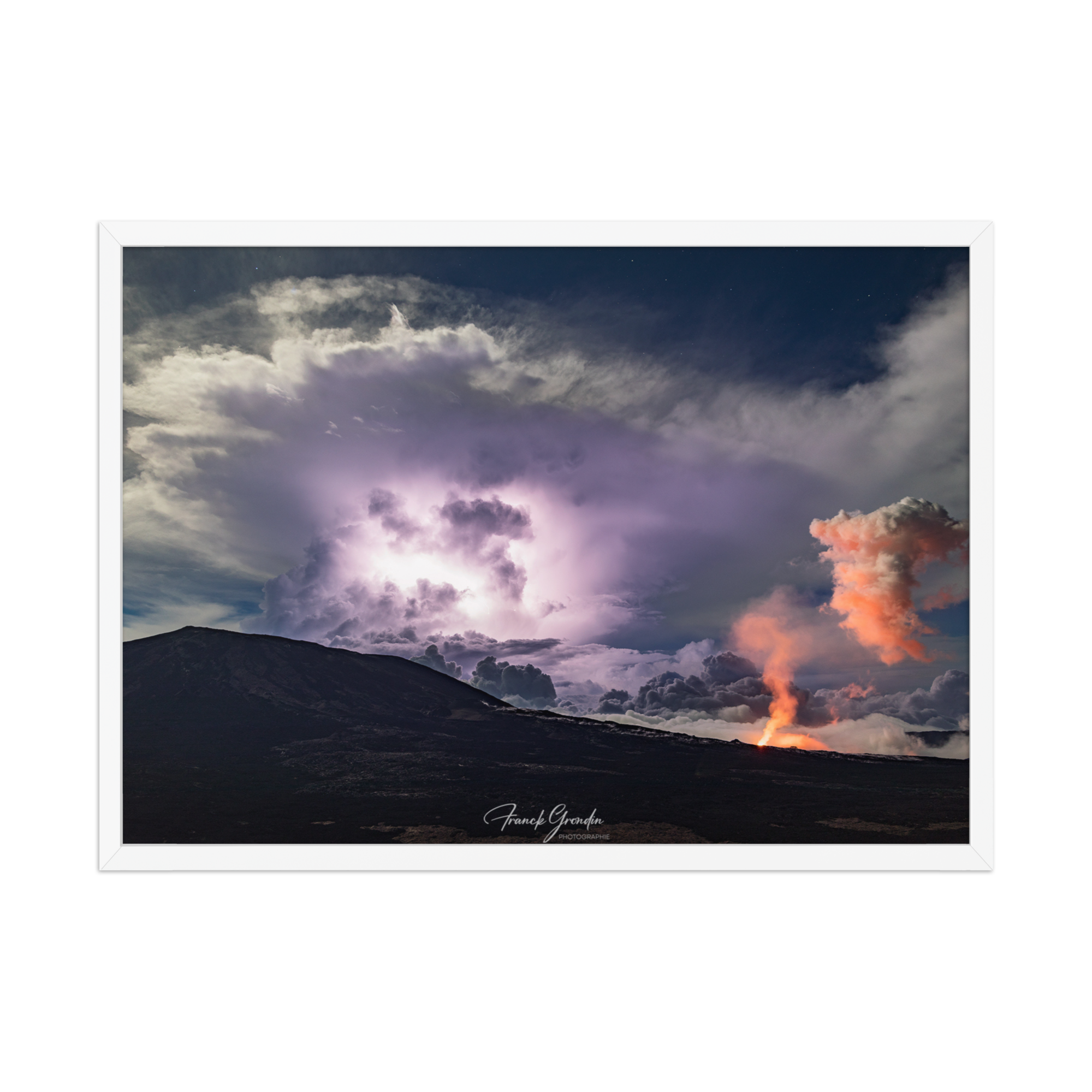 Affiche de La Réunion Tonnerre et Feu 50 × 70 cm / Blanc - Univile La Réunion