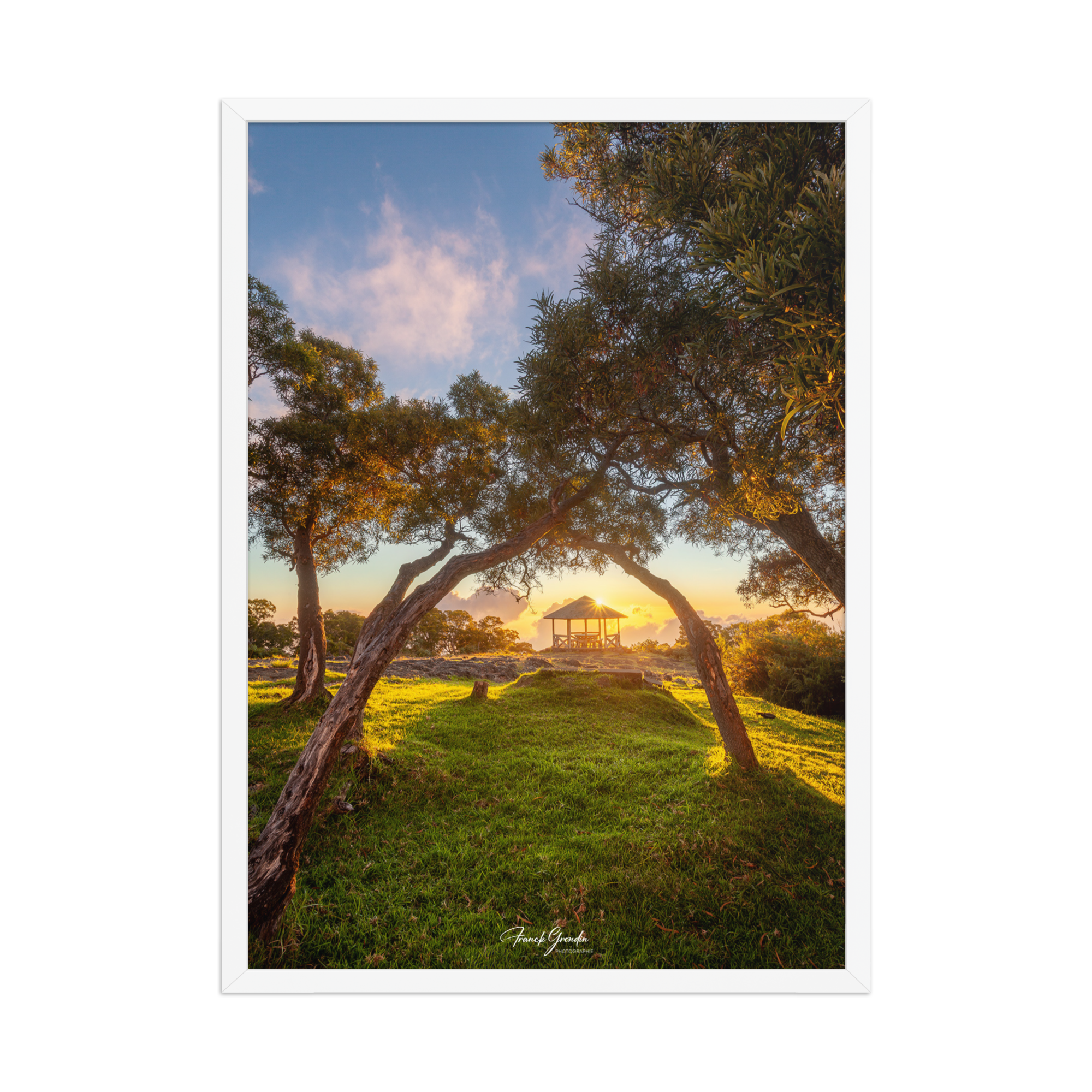 Affiche de La Réunion Kiosque Maïdo sunset 50 × 70 cm / Blanc - Univile La Réunion