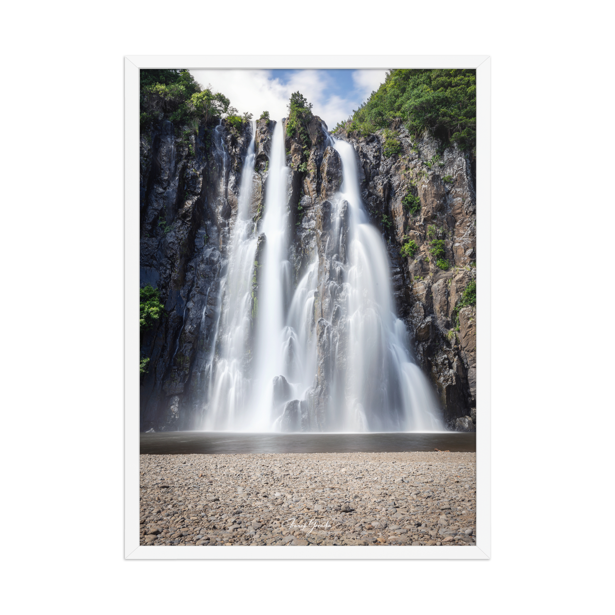 Affiche de La Réunion Cascade Niagara 50 × 70 cm / Blanc - Univile La Réunion