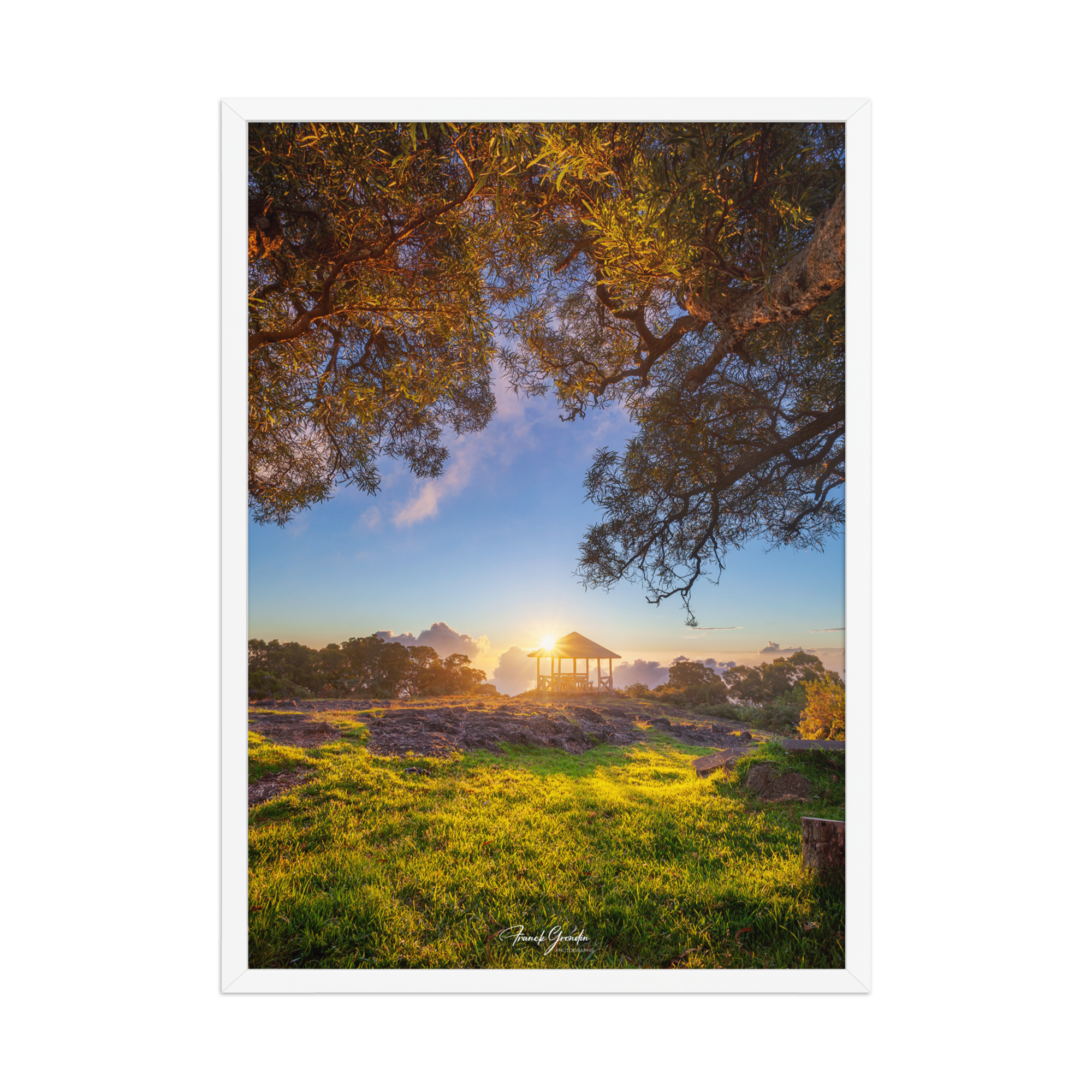 Affiche de La Réunion Sunset Kiosque Maïdo 50×70 cm / Blanc - Univile La Réunion