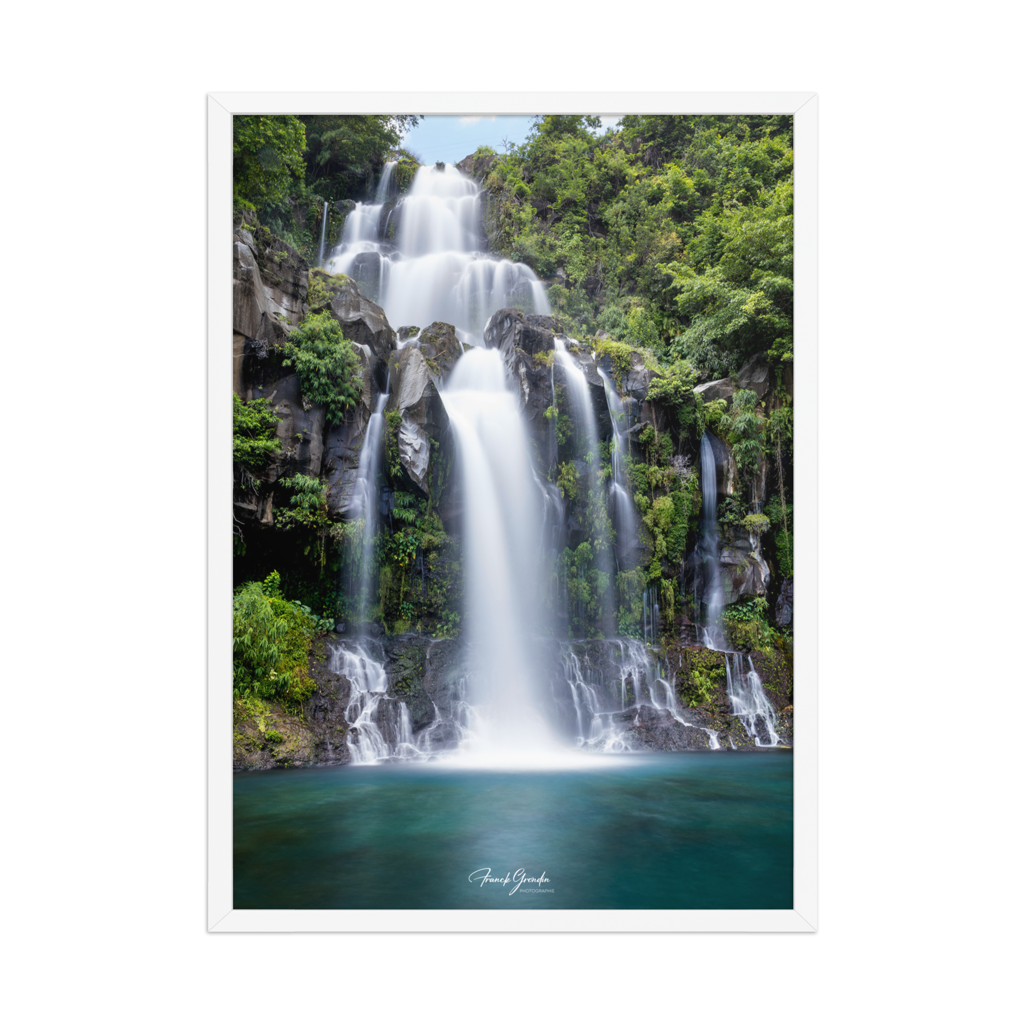 Affiche de La Réunion Cascade des Aigrettes 50 × 70 cm / Blanc - Univile La Réunion