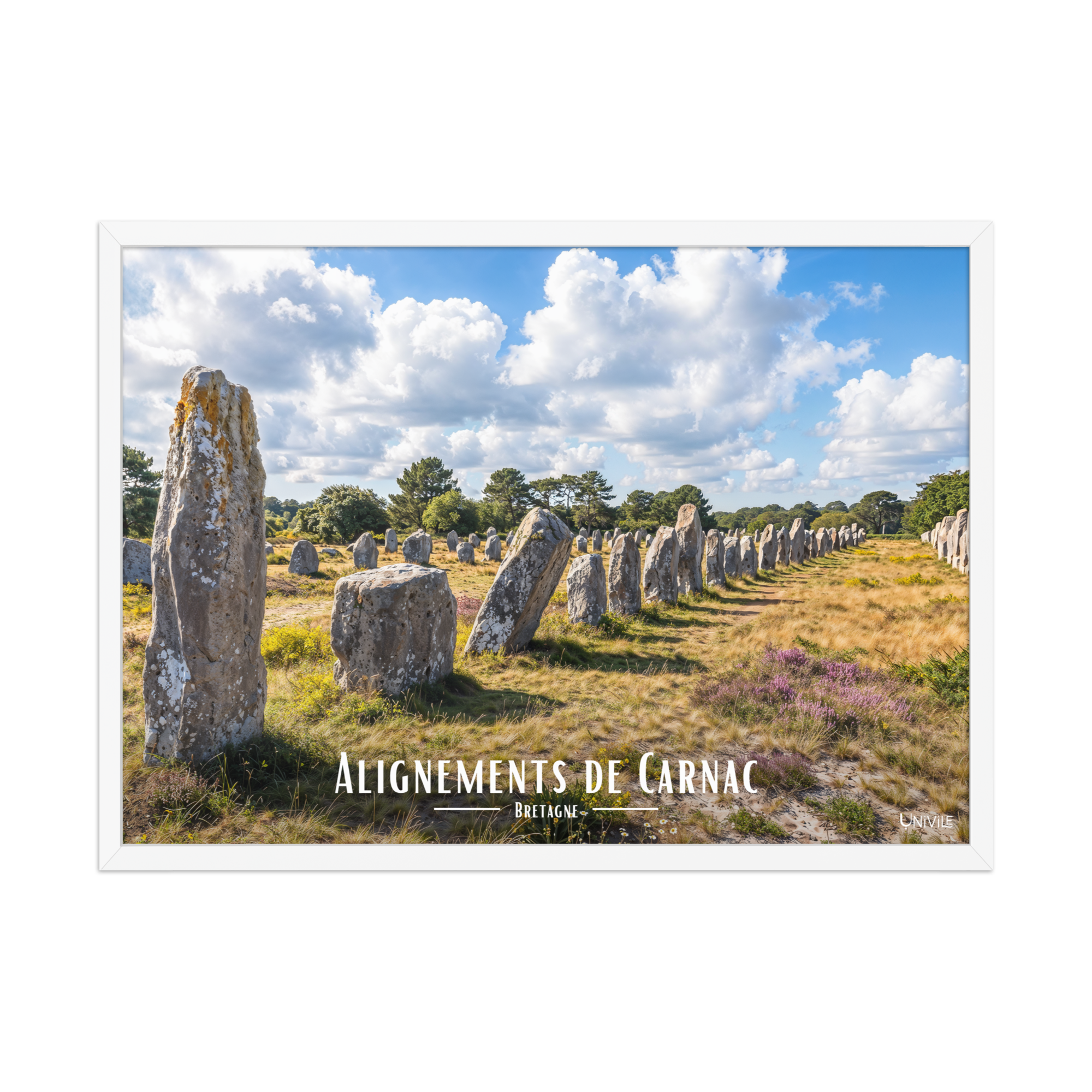 Affiche de Bretagne Alignements de Carnac 50 × 70 cm / Blanc - Univile Bretagne