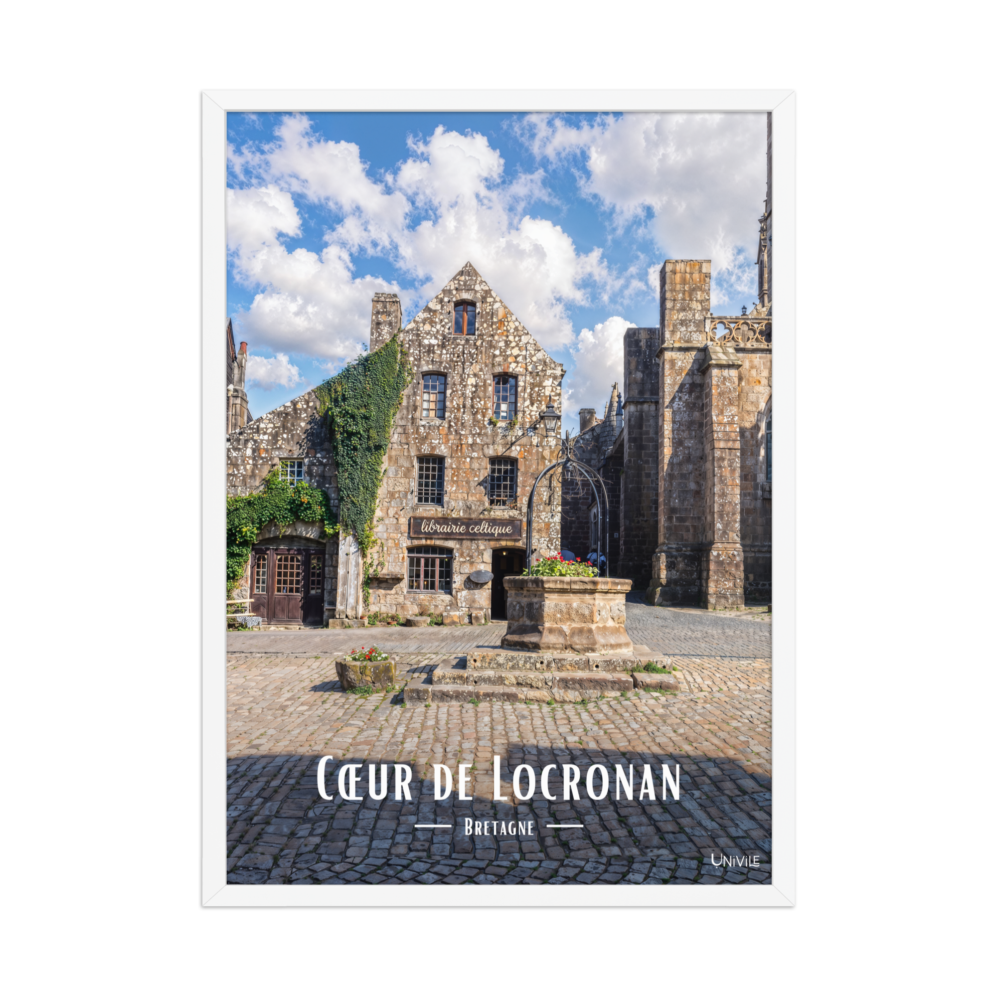 Affiche de Bretagne Cœur de Locronan 50×70 cm / Blanc - Univile Bretagne