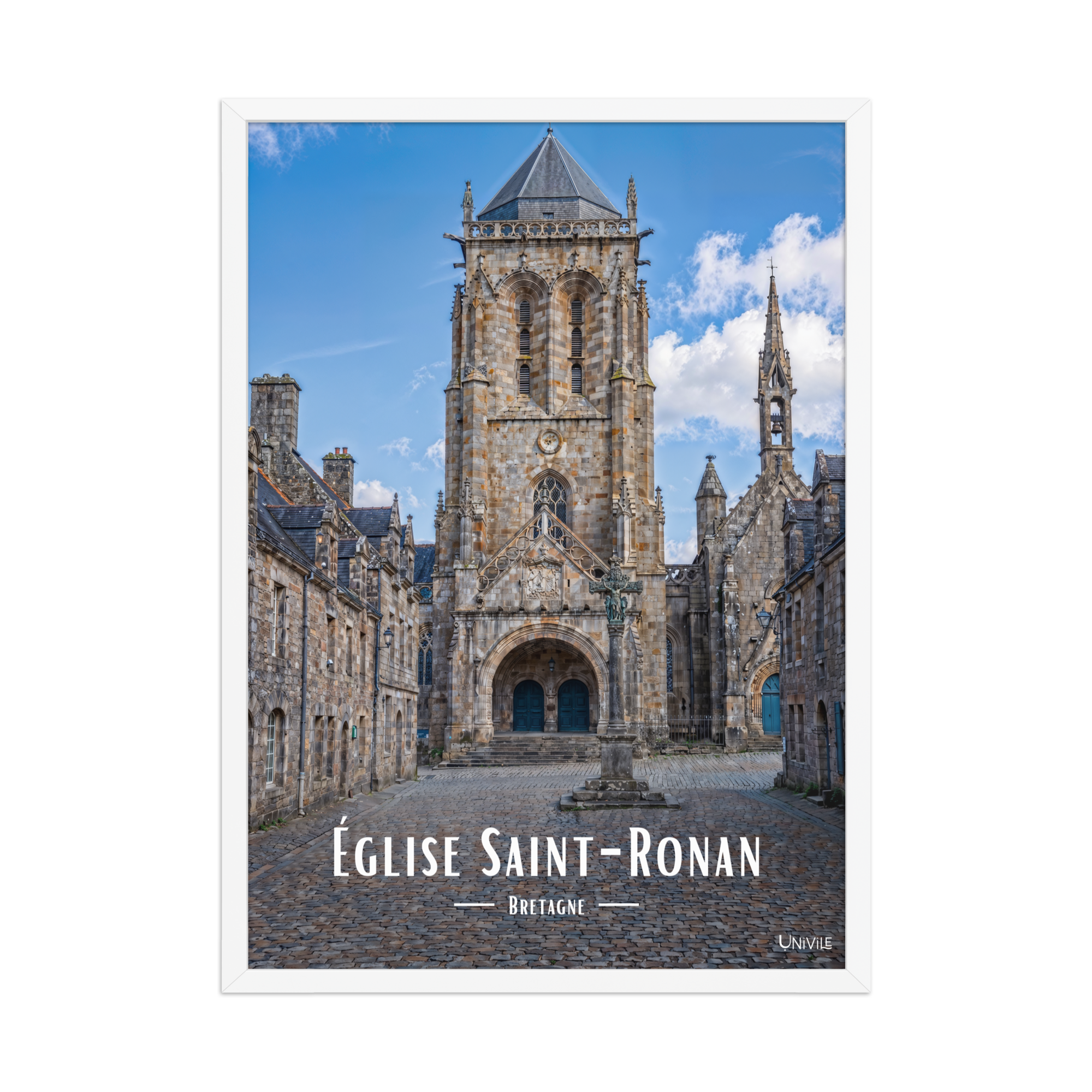 Affiche de Bretagne Église Saint-Ronan 50×70 cm / Blanc - Univile Bretagne