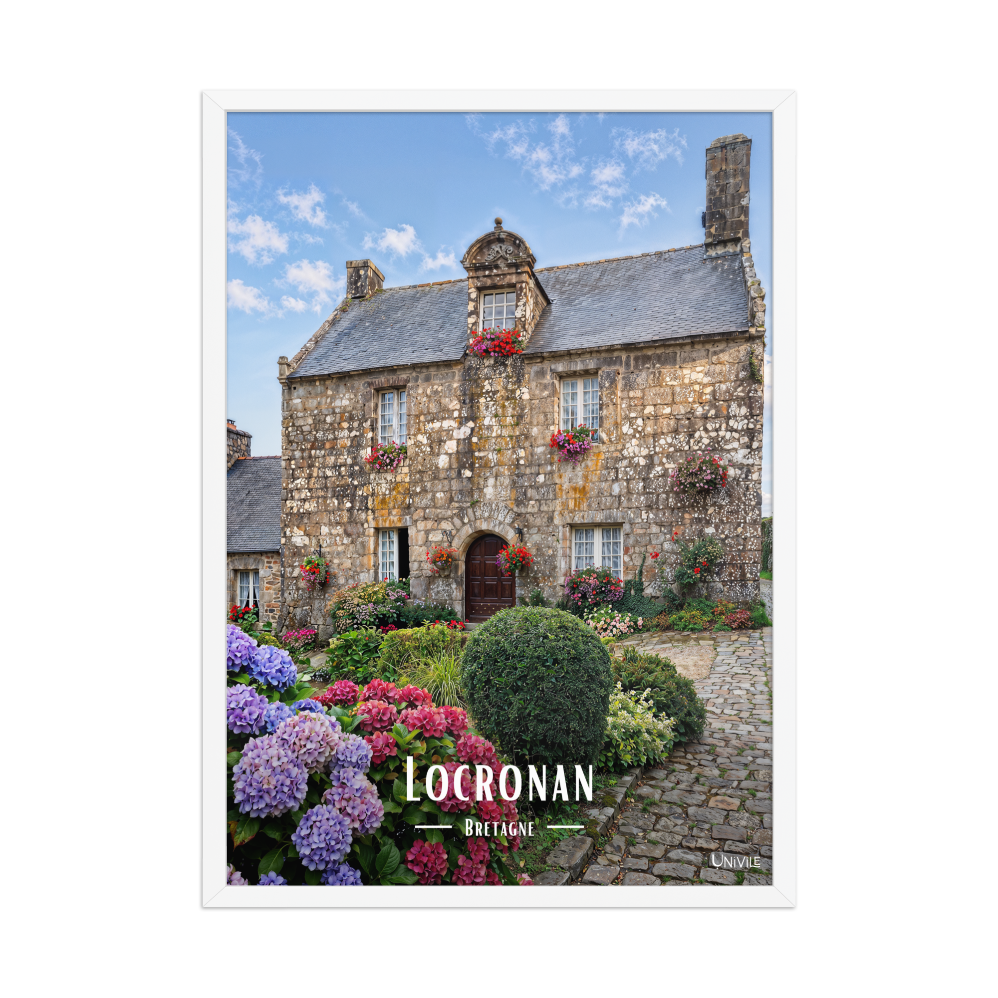 Affiche de Bretagne Locronan 50 × 70 cm / Blanc - Univile Bretagne