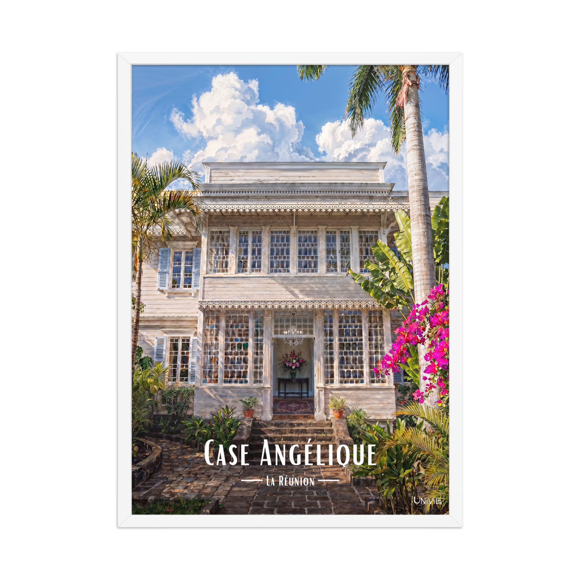 Affiche de La Réunion Case Angélique 50 × 70 cm / Blanc - Univile La Réunion