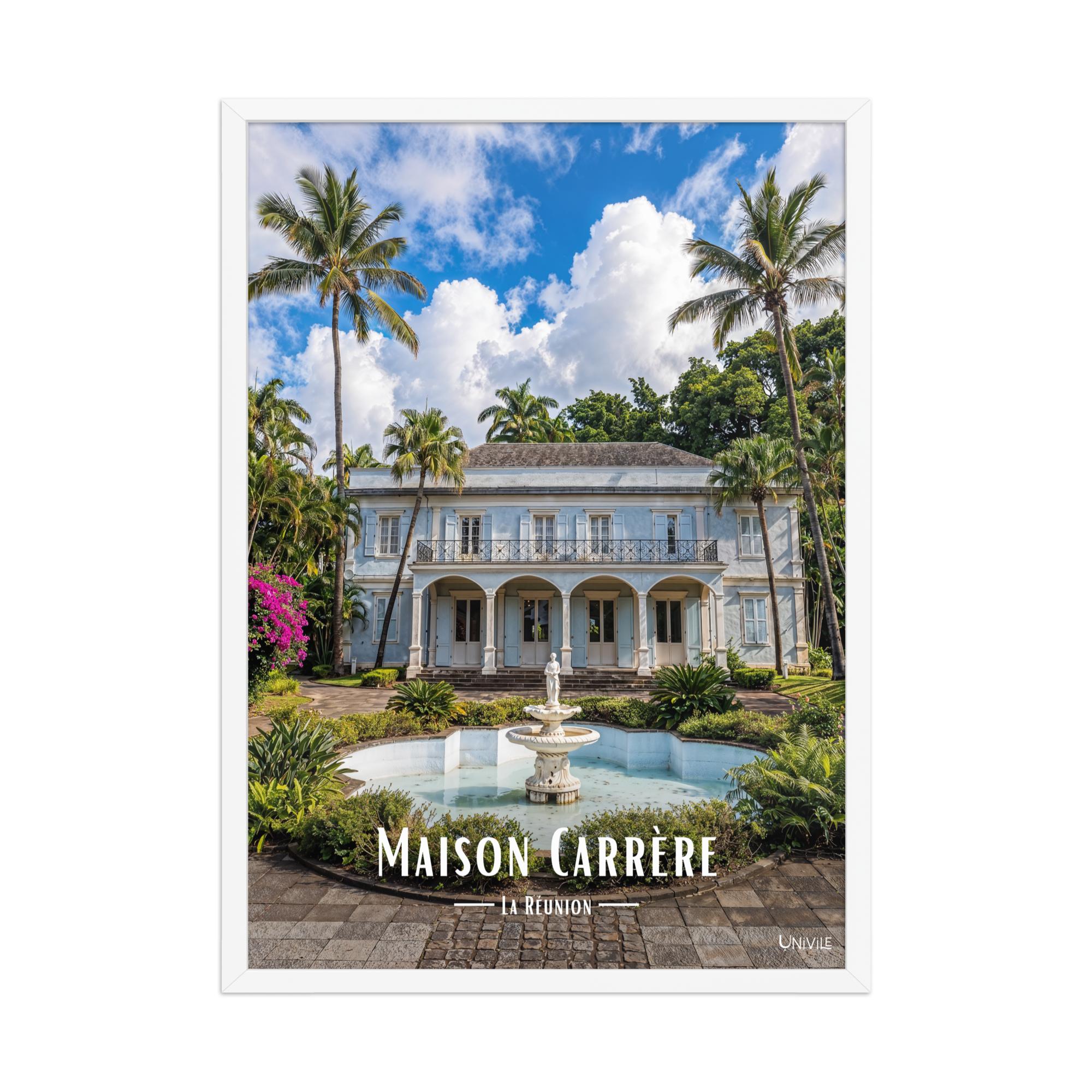 Affiche de La Réunion Maison Carrère 50 × 70 cm / Blanc - Univile La Réunion