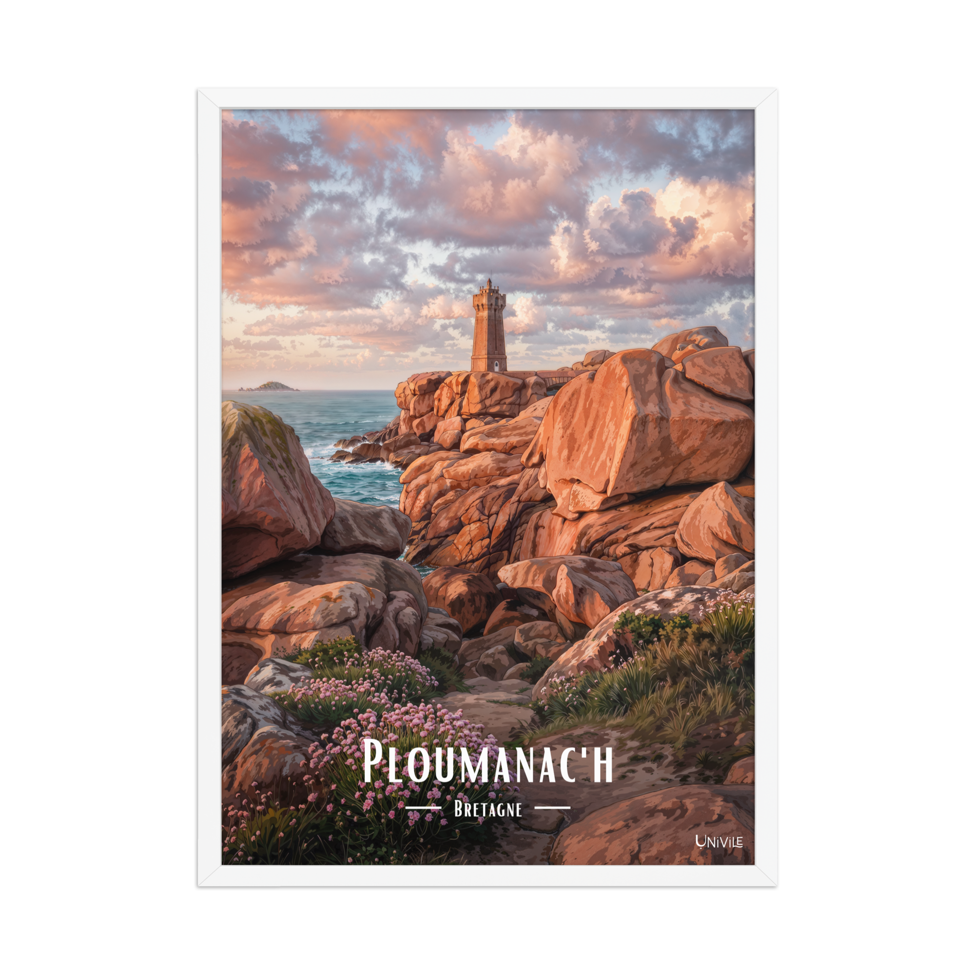 Affiche de Bretagne Ploumanac'h 50 × 70 cm / Blanc - Univile Bretagne