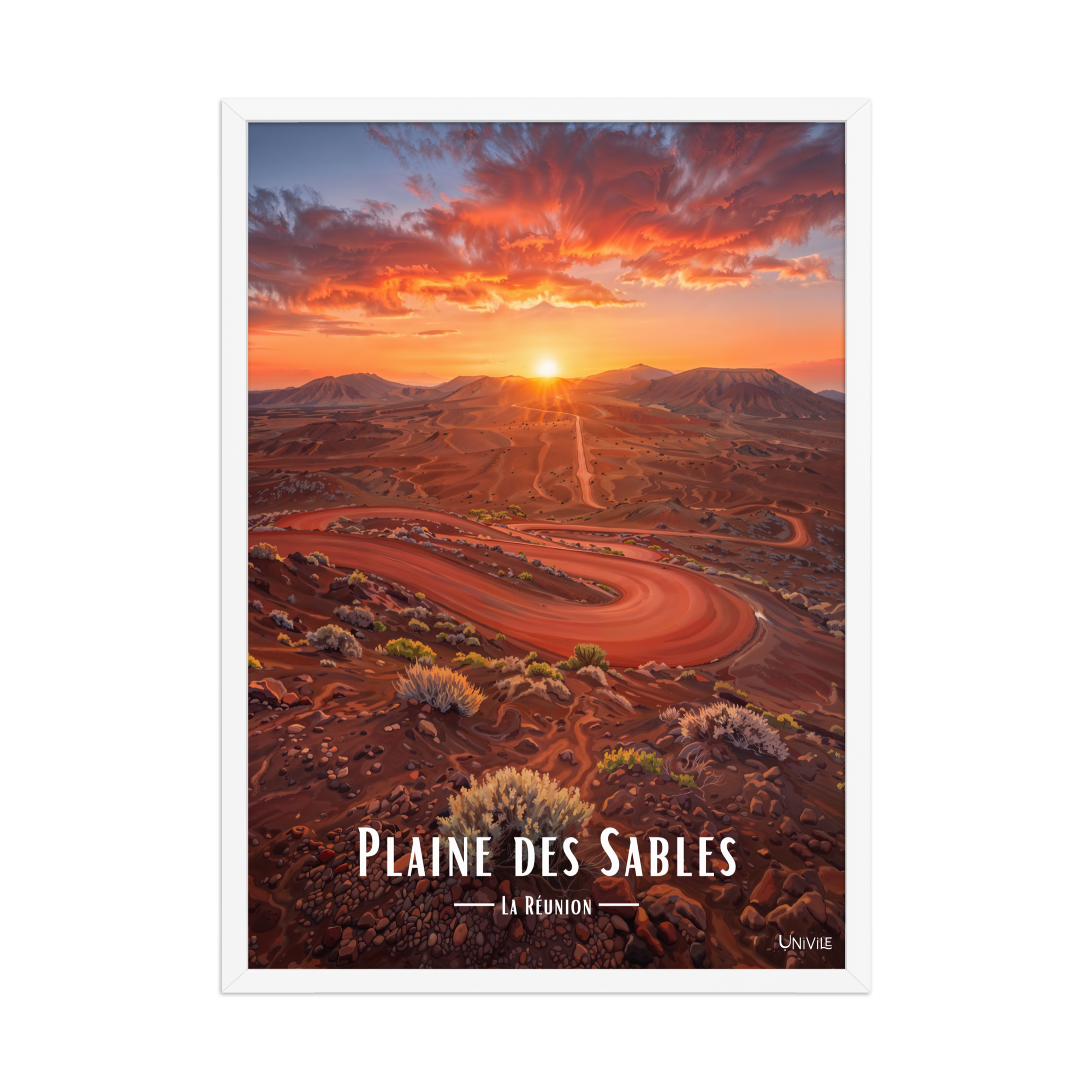 Affiche de La Réunion Plaine des Sables 50 × 70 cm / Blanc - Univile La Réunion