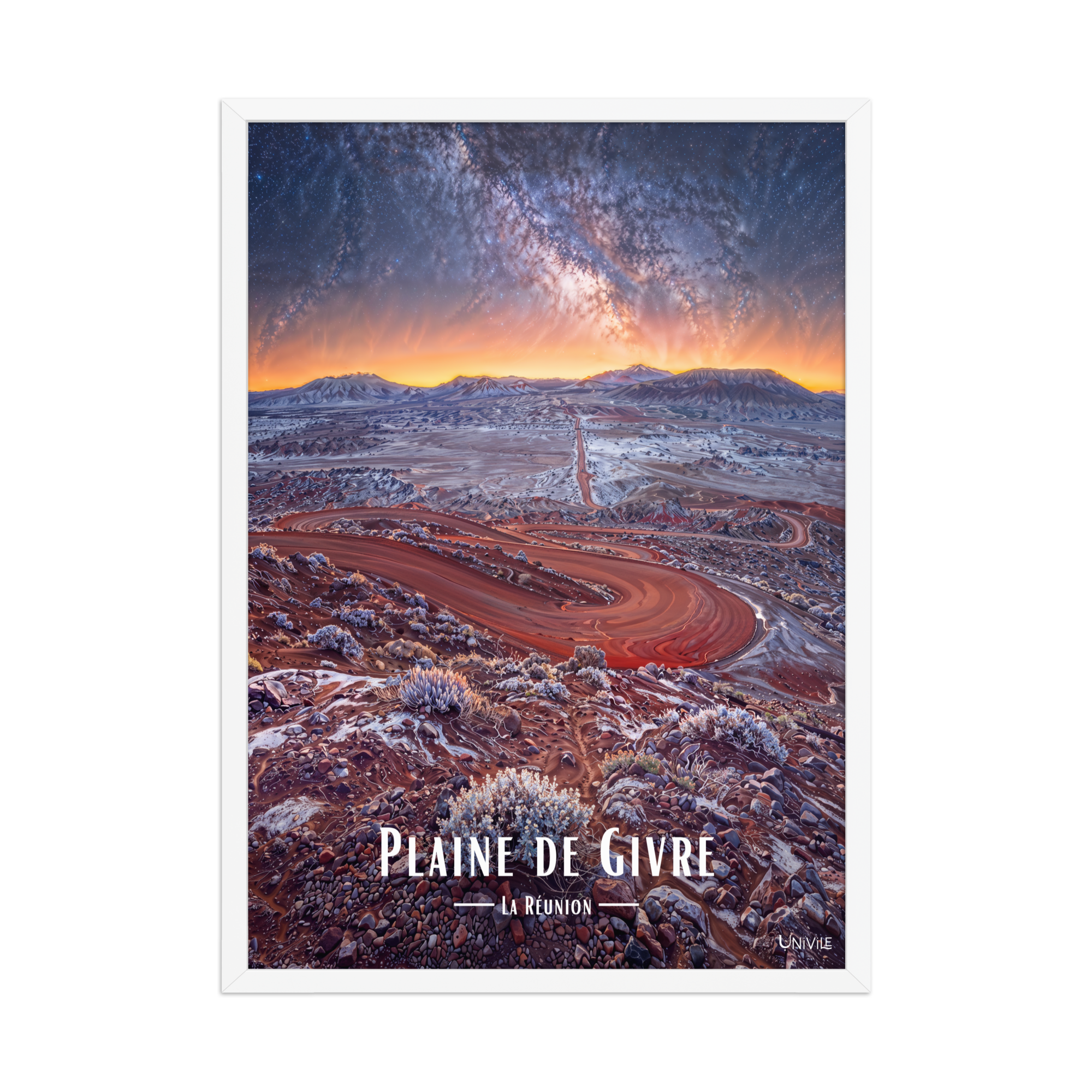Affiche de La Réunion Plaine de Givre 50 × 70 cm / Blanc - Univile La Réunion