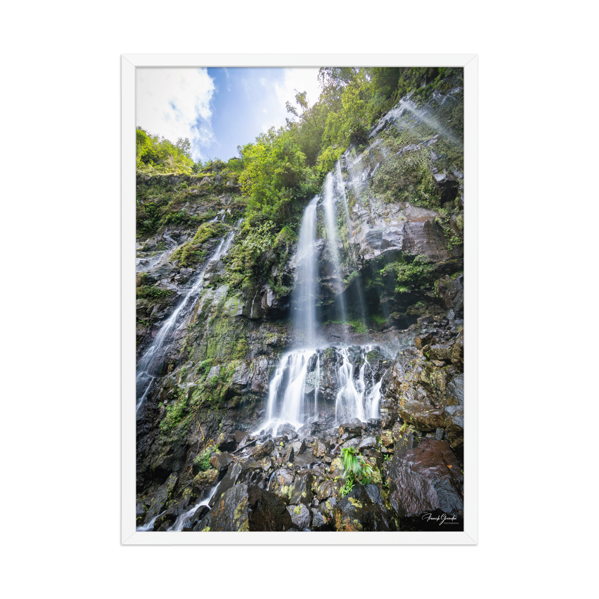 Affiche de La Réunion Grand Galet 50 × 70 cm / Blanc - photographie Franck Grondin
