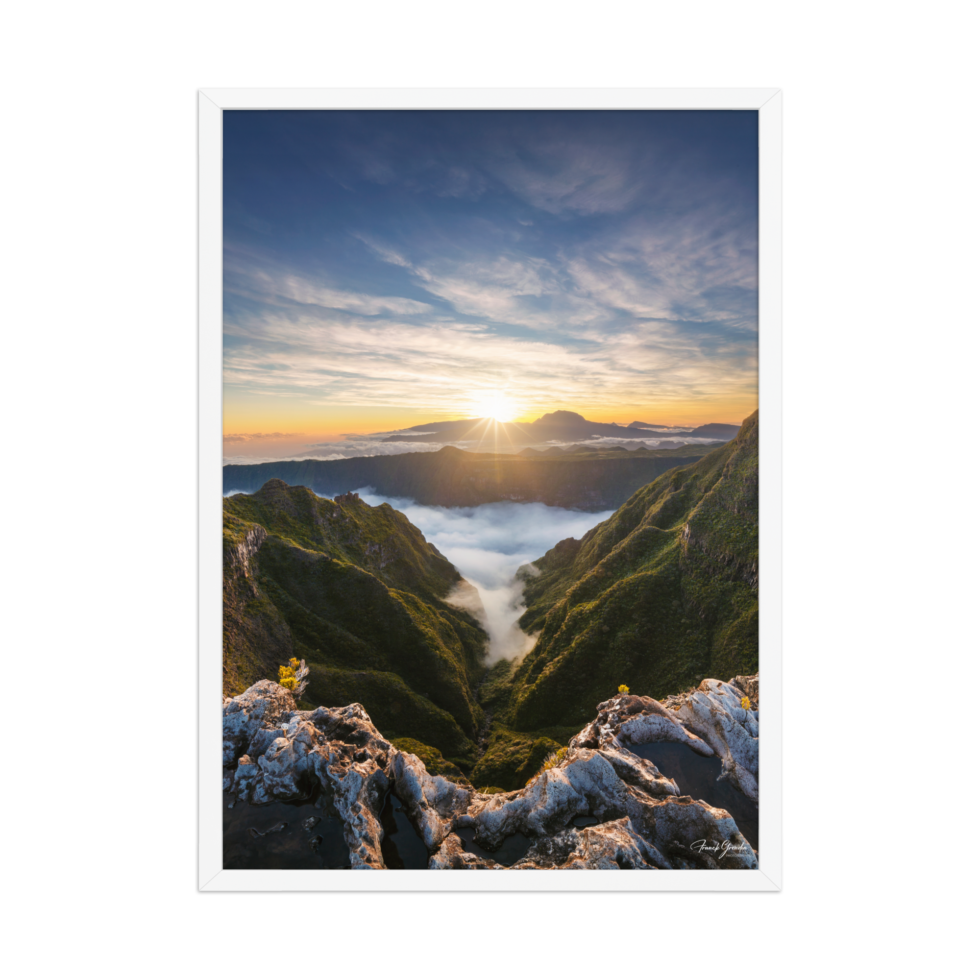 Affiche de La Réunion Rivière des Remparts au Crépuscule 50 × 70 cm / Blanc - photographie Franck Grondin