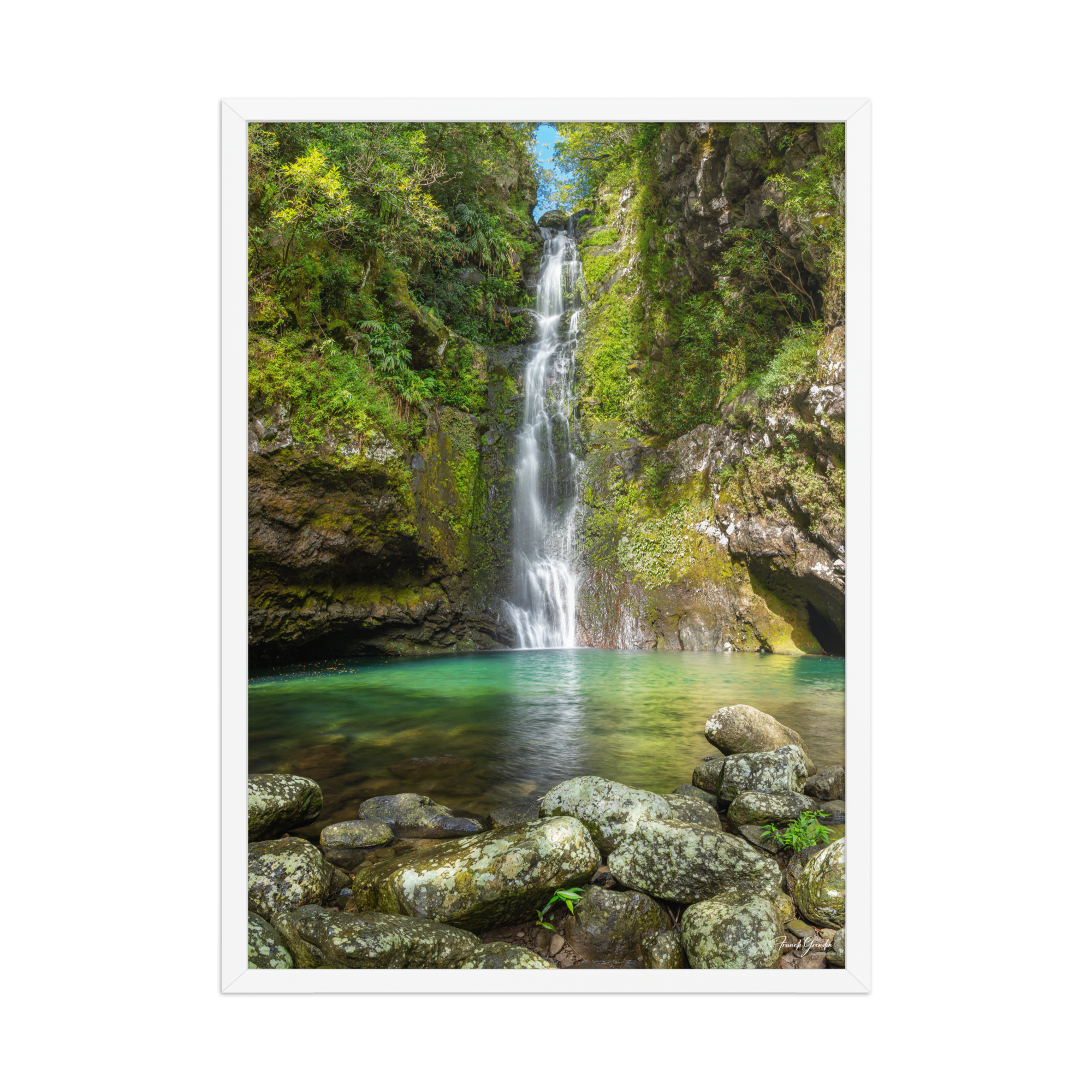 Affiche de La Réunion Cascade du Bassin Chouchou 50 × 70 cm / Blanc - photographie Franck Grondin