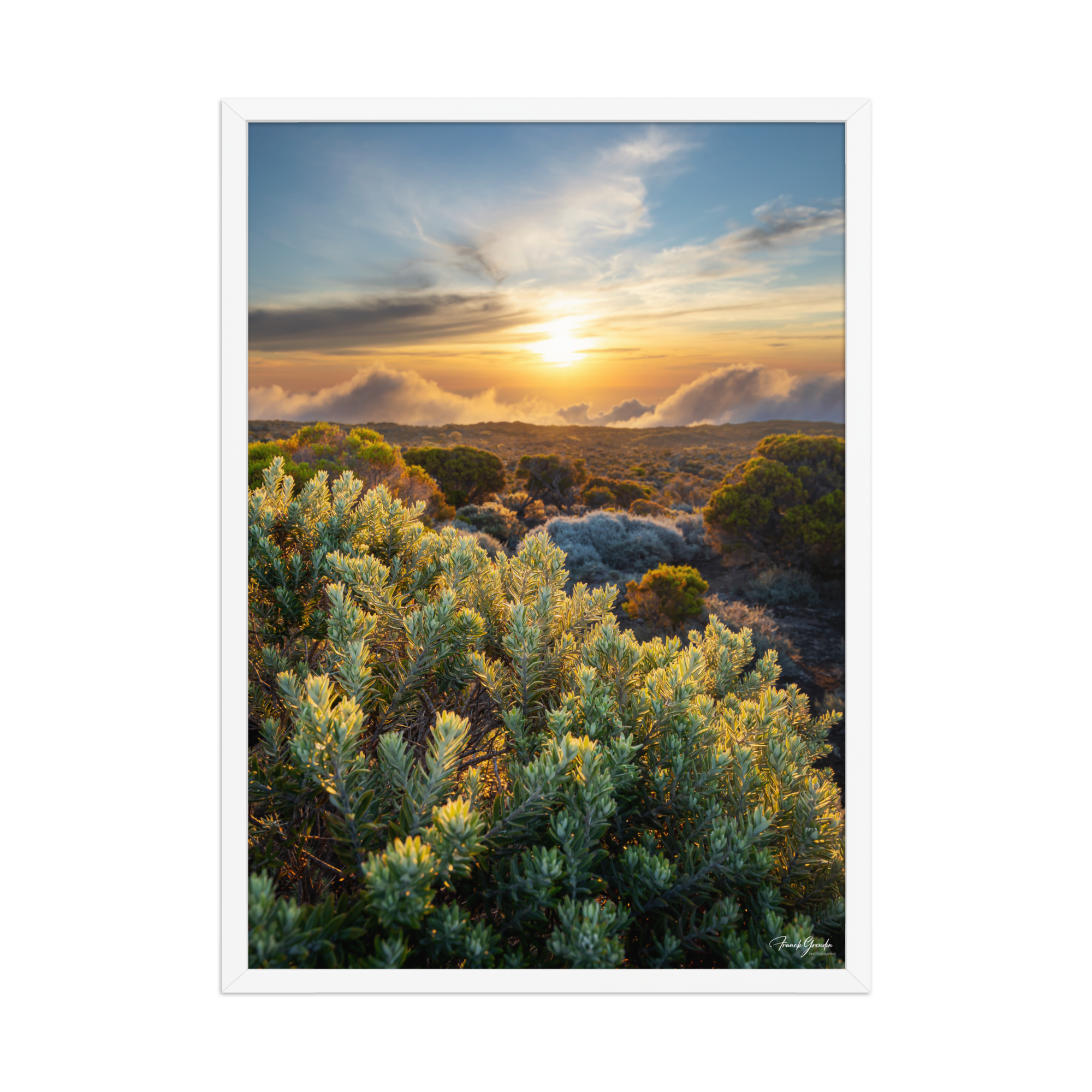Affiche de La Réunion Crépuscule sur le Pas des Sables 50 × 70 cm / Blanc - photographie Franck Grondin